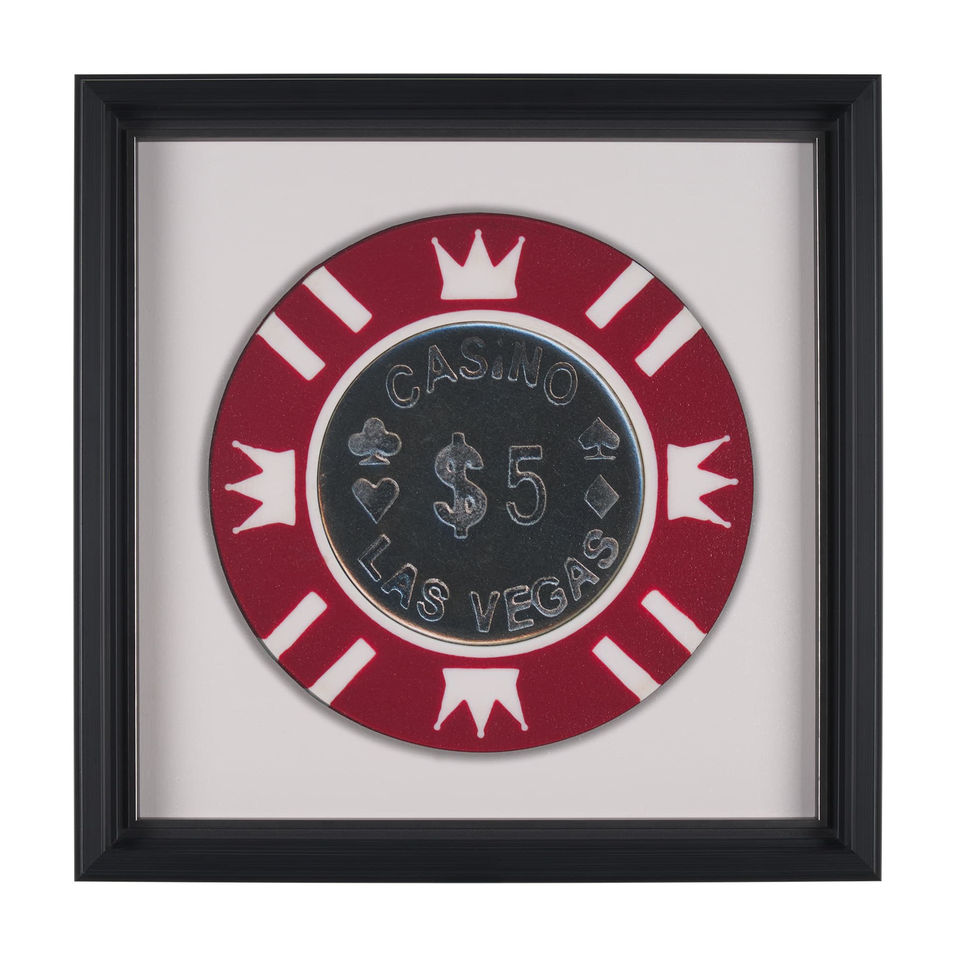 Casino 5 Dollar Vegas Poker Chip By Zap Studio Framed Art Photograph Print under Glass — product photograph