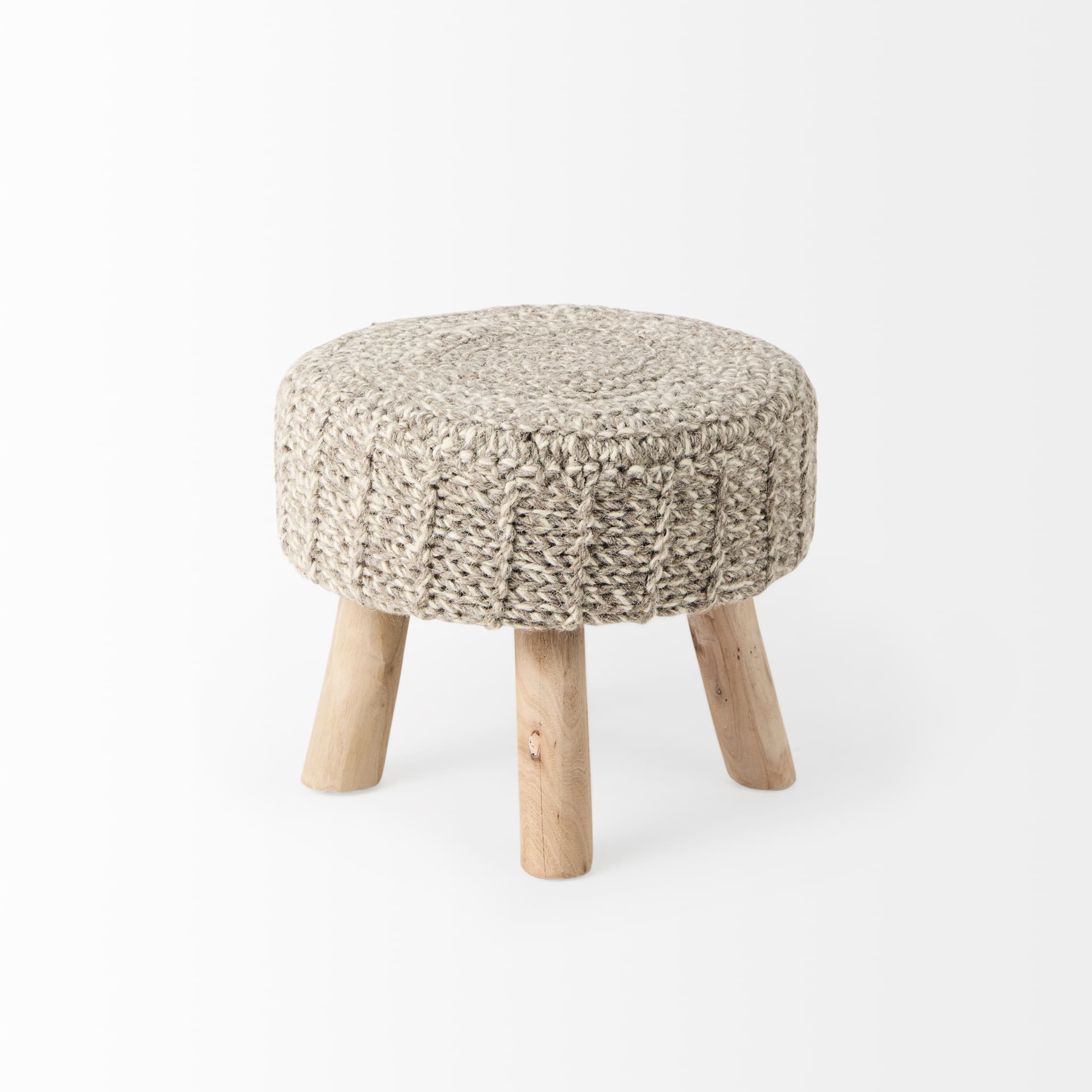 Bina 19.0L x 19.0W x 15.0H Taupe 4 Legged Wool Stool — product photograph