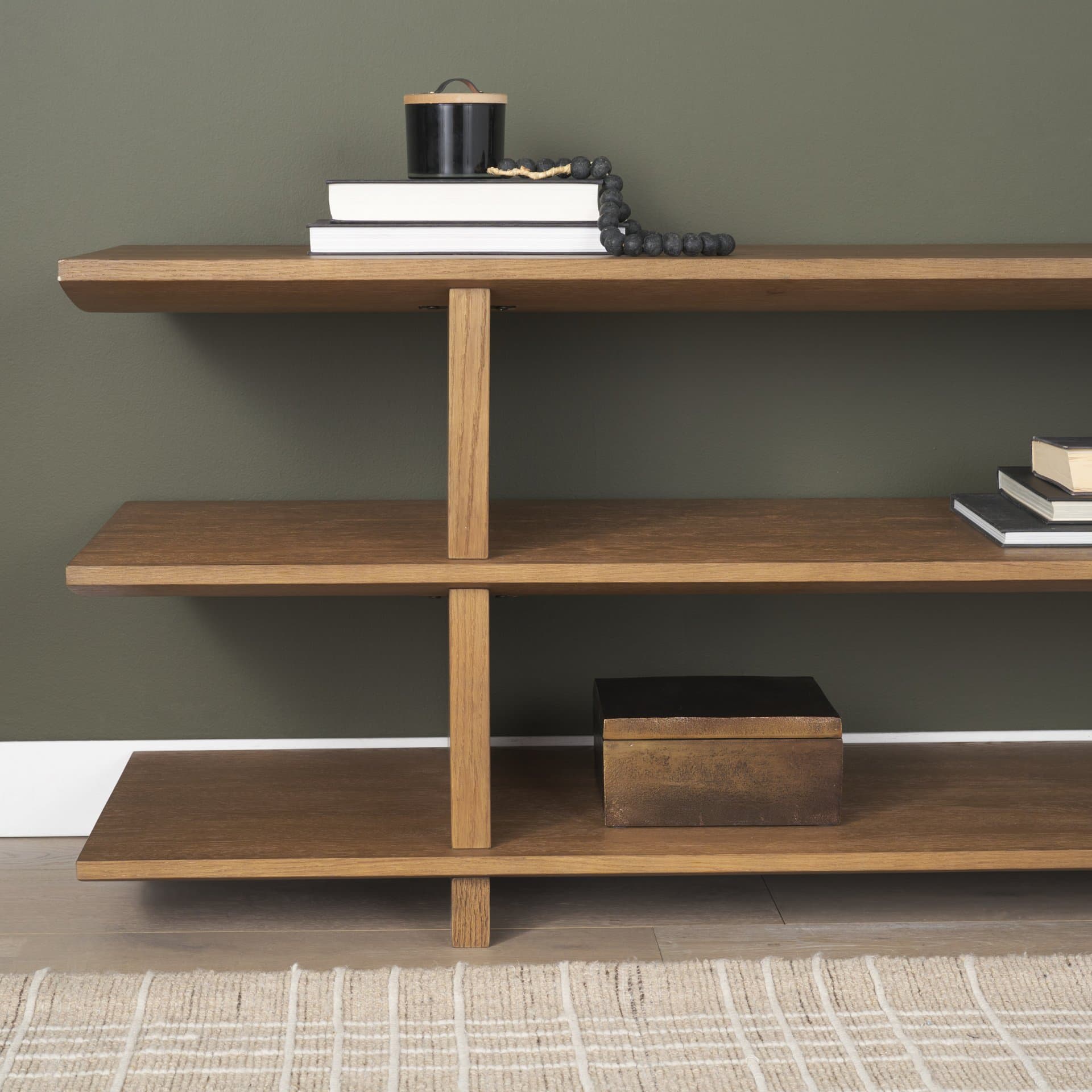 Boden 74" Wood Console Table w/ Open Shelves — product photograph