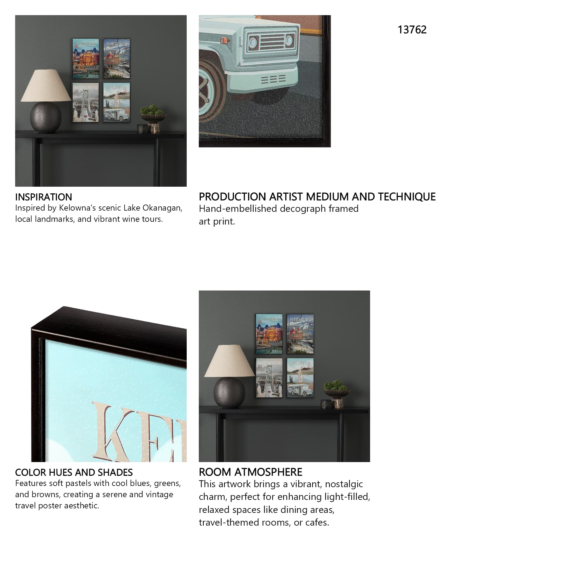 Kelowna Go Canada (SM) by Mercana Studio a Hand Embellished Framed Art Decograph Print — in a styled room
