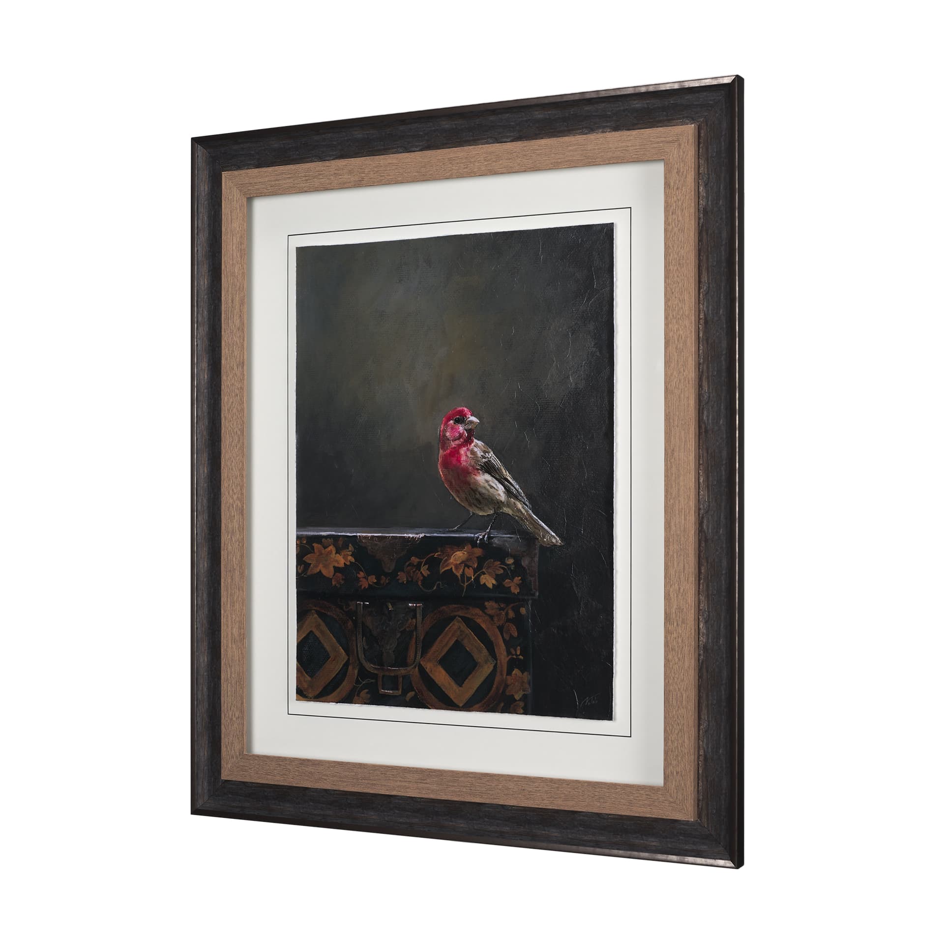 Graceful Poise I (House Finch) by Mercana Studio a Hand Embellished Framed Art Print Matted under Gl — product photograph