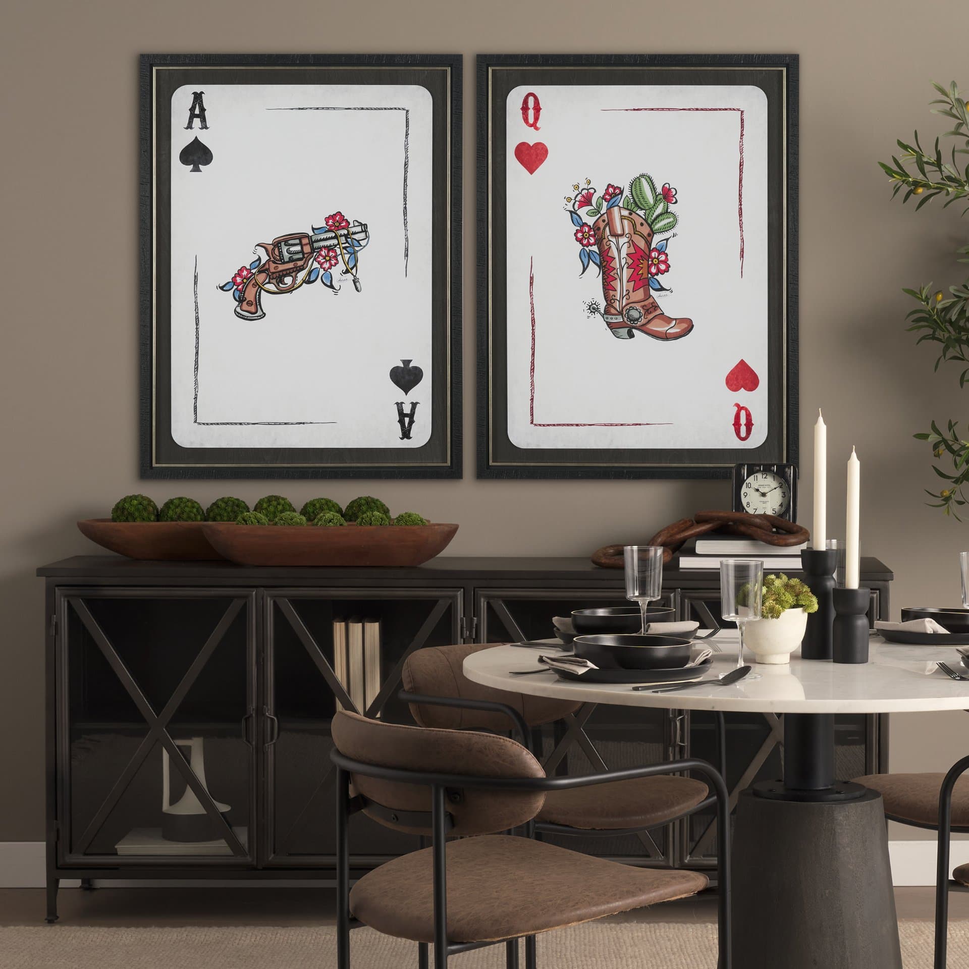 Wild West II by Mercana Studio Hand-Embellished Framed Artwork Matted under Glass — in a styled room