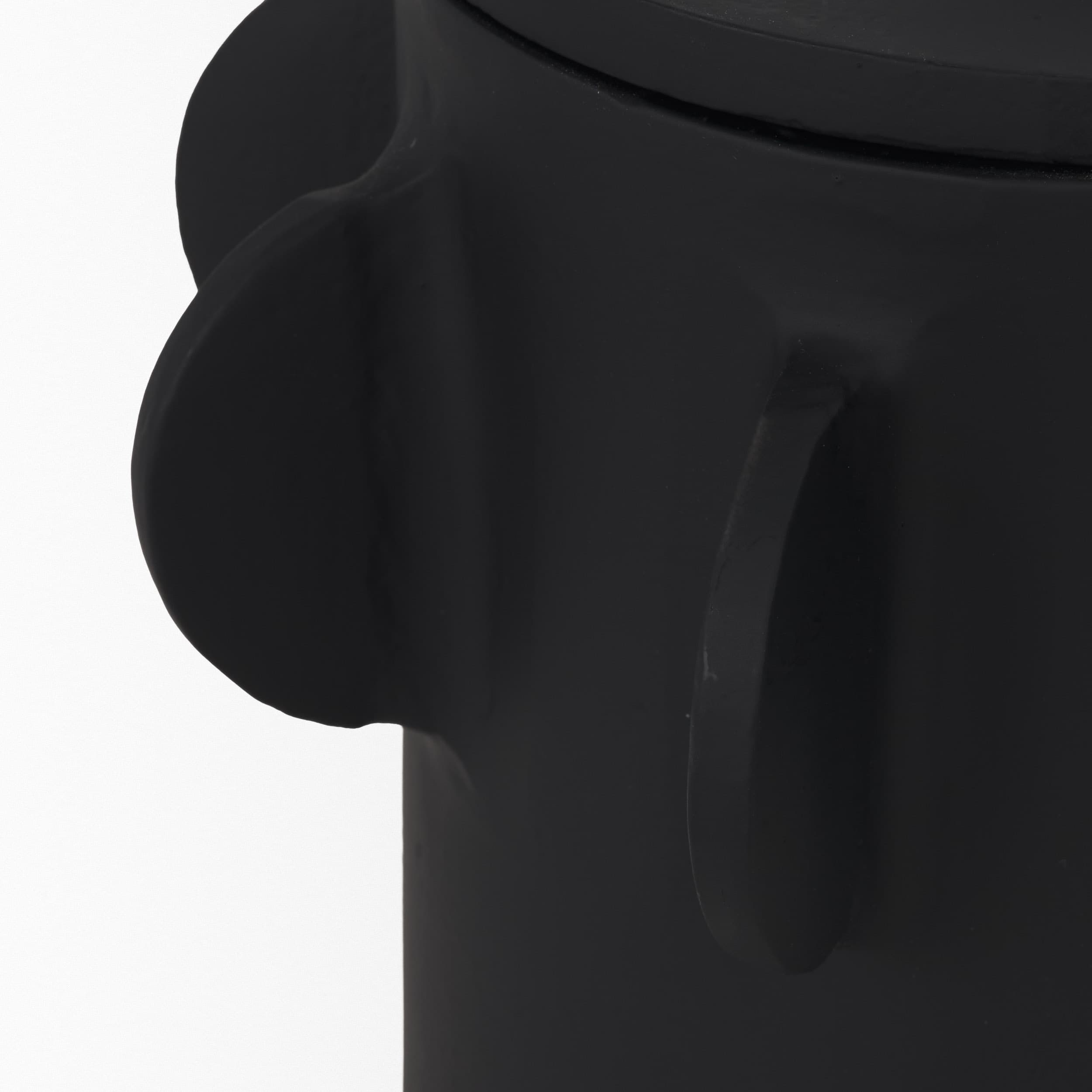 Deacon Small Matte Black Metal Canister with Sculptural Handles — product photograph