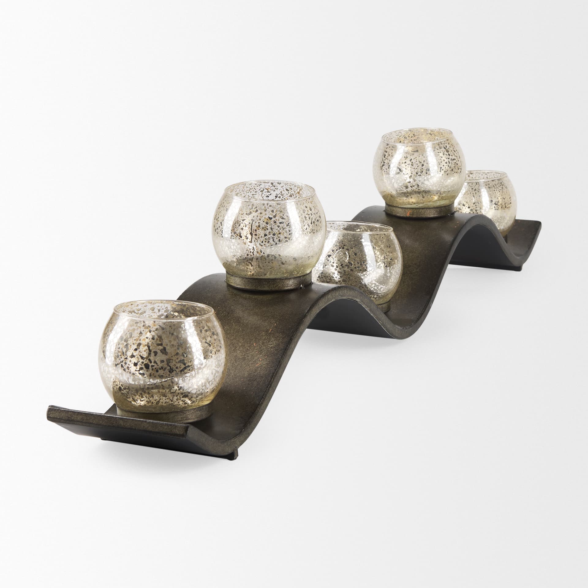 Lux Copper Metal Five Hurricane Glass Holder Table Candle Holder — product photograph