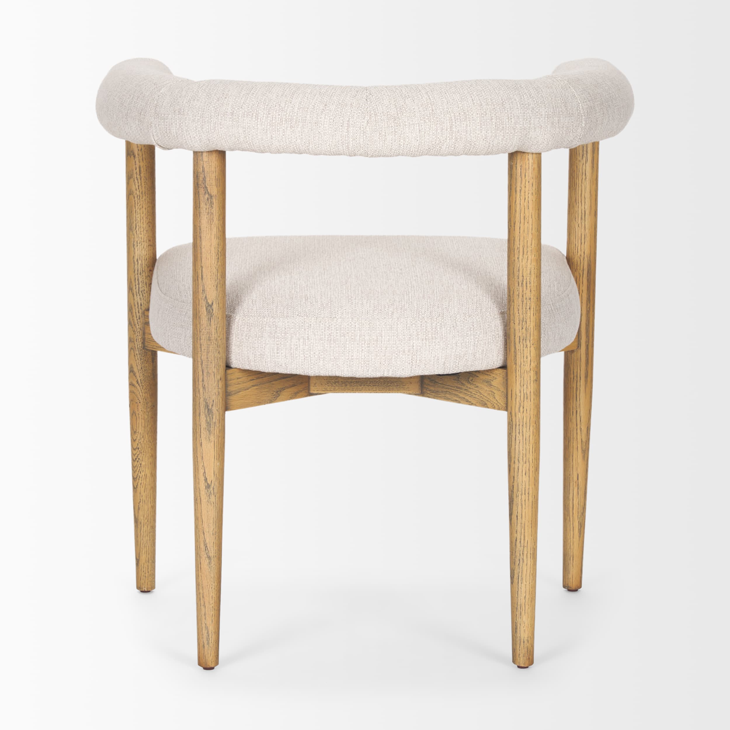 Arden Curved Back Dining Side Chair | Cream Twill w/ Brown Wood — product photograph
