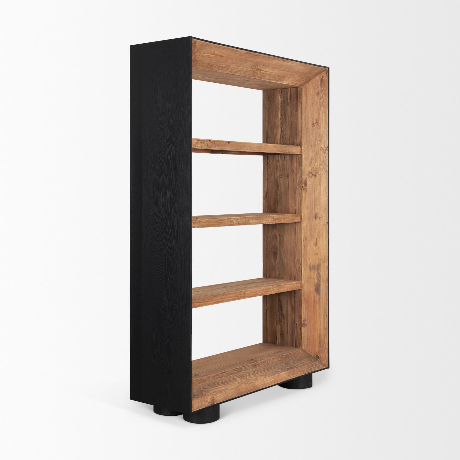 Tabor Natural Wood w/ Black Oak Frame Bookcase — product photograph
