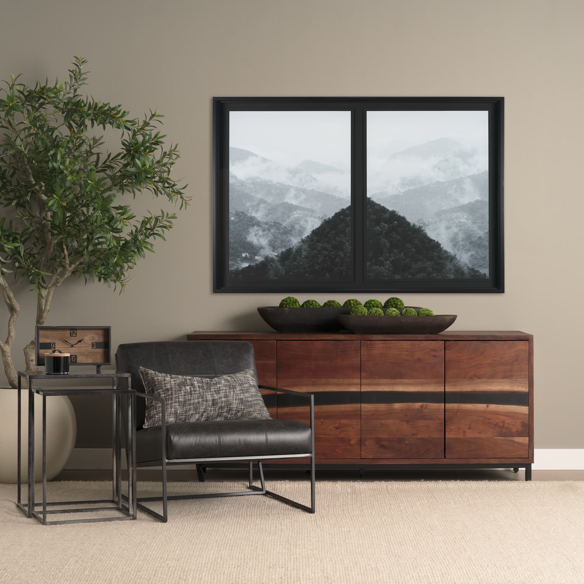 Morning Mist I by Deborah Revell a Hand Embellished Framed Print under Glass — in a styled room