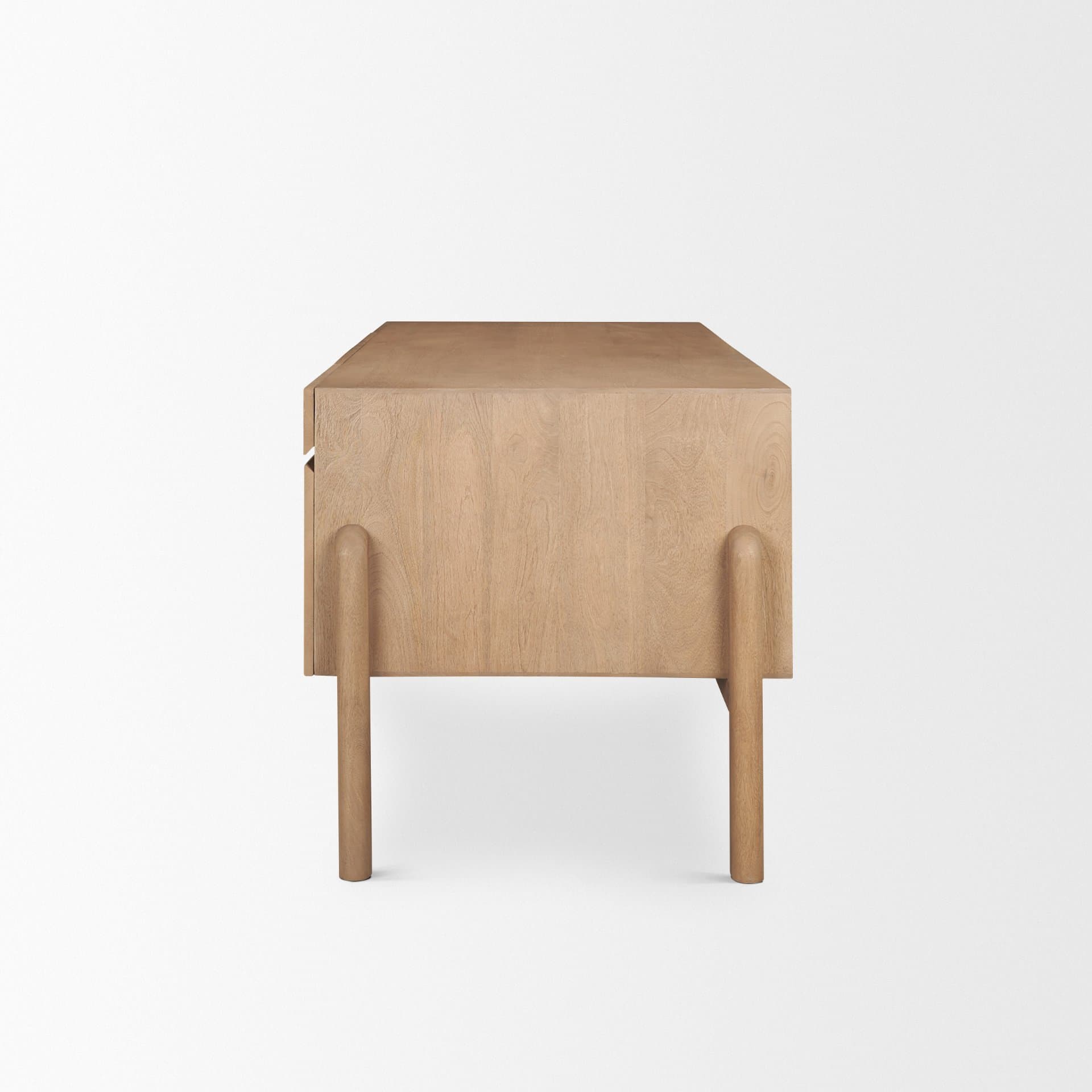 Trellyn Light Brown Solid Wood Carved Woven Desk — product photograph