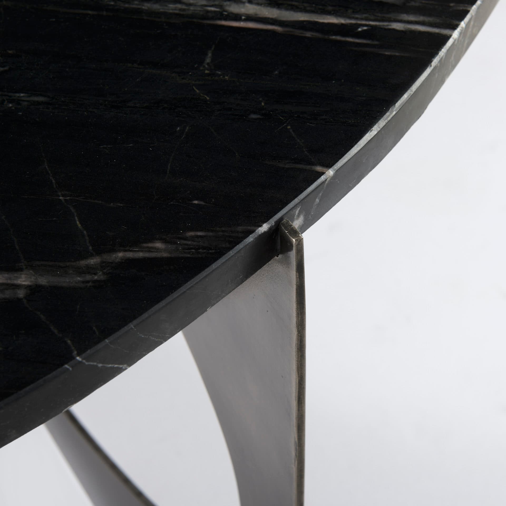 Reinhold III Black Marble Top Iron Coffee Table — product photograph
