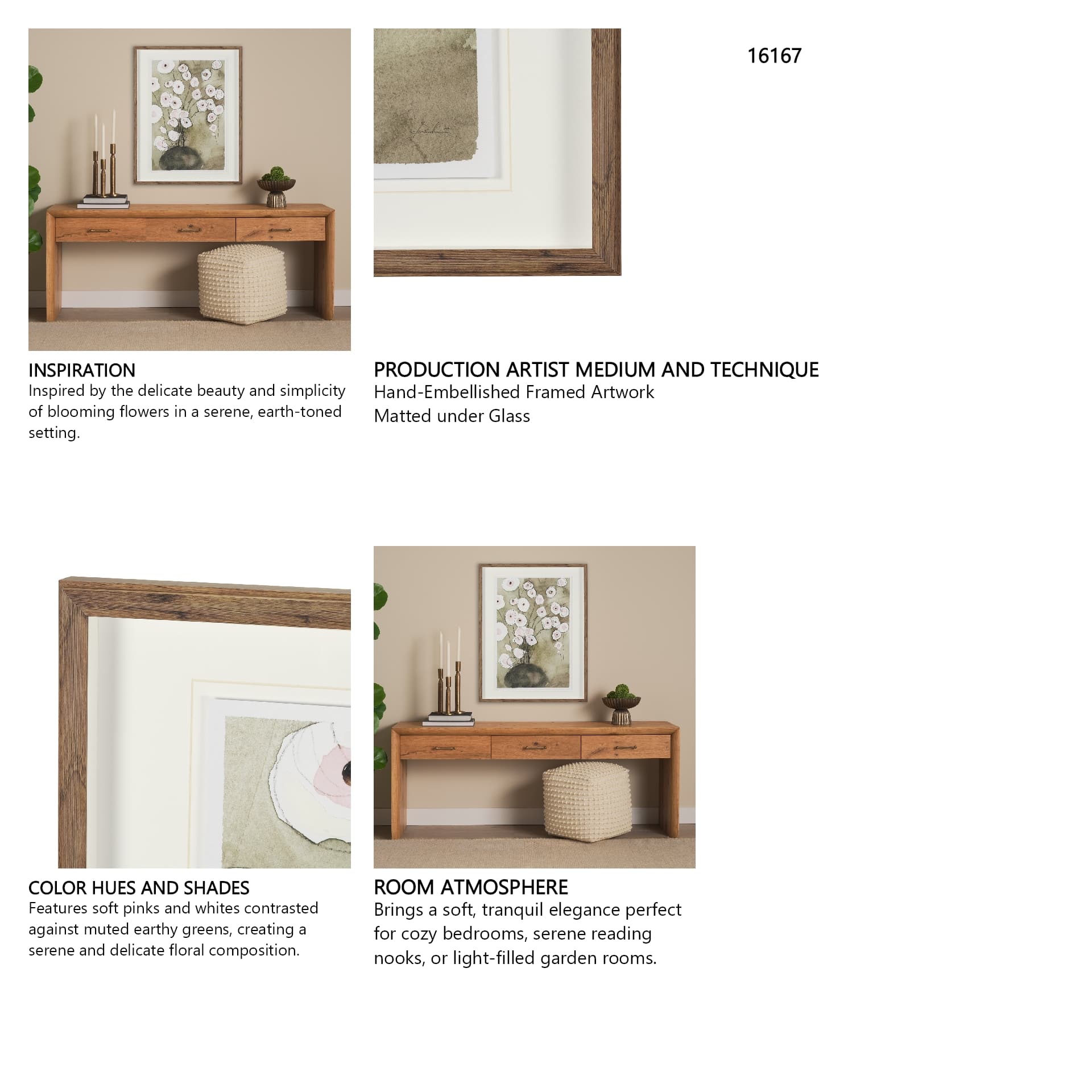 Butterfly Ranunculus I by Mercana Studio Hand-Embellished Framed Artwork Matted under Glass — in a styled room