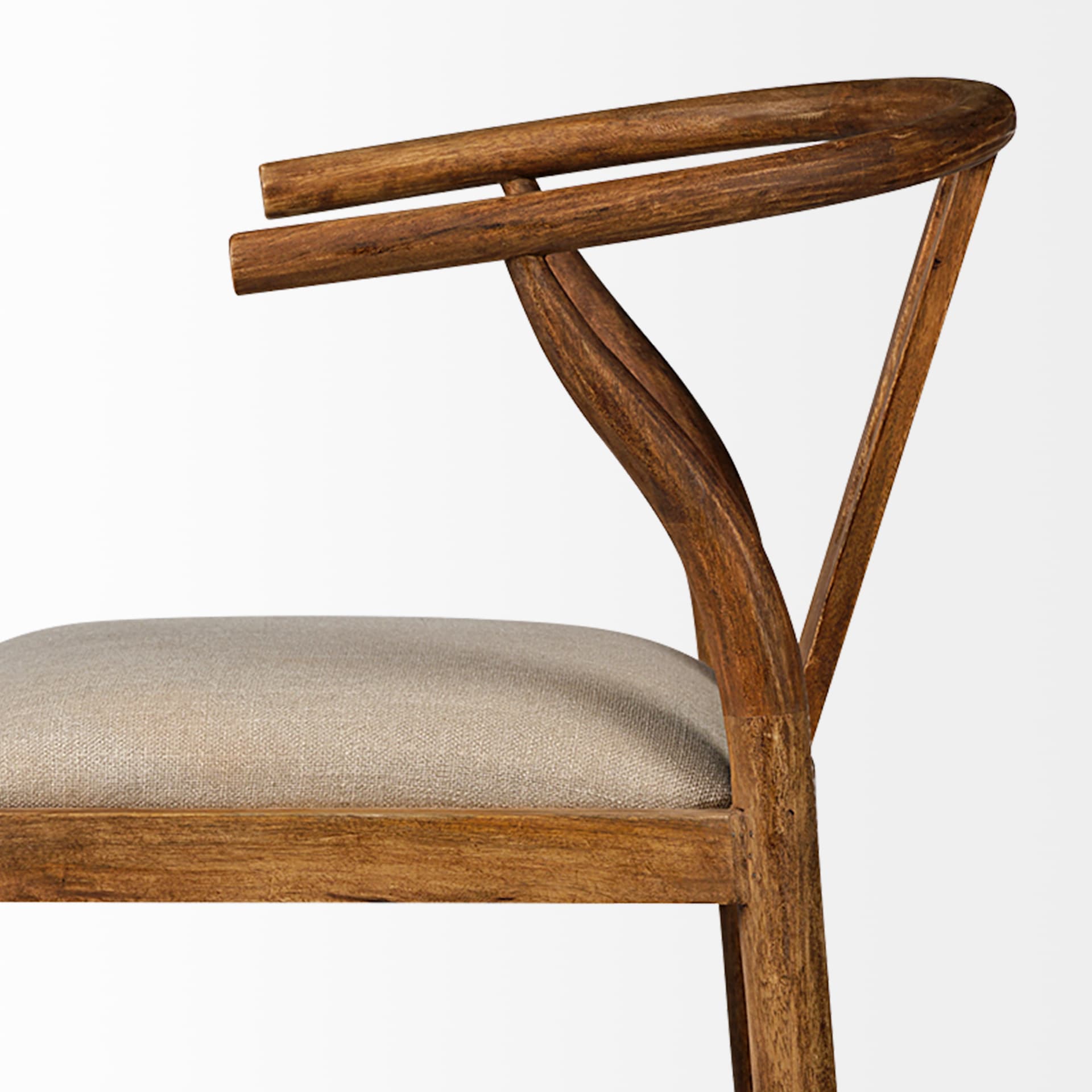 Trixie Low Back 30.25in Seat Bar Stool | Cream Fabric w/ Brown Wood — product photograph