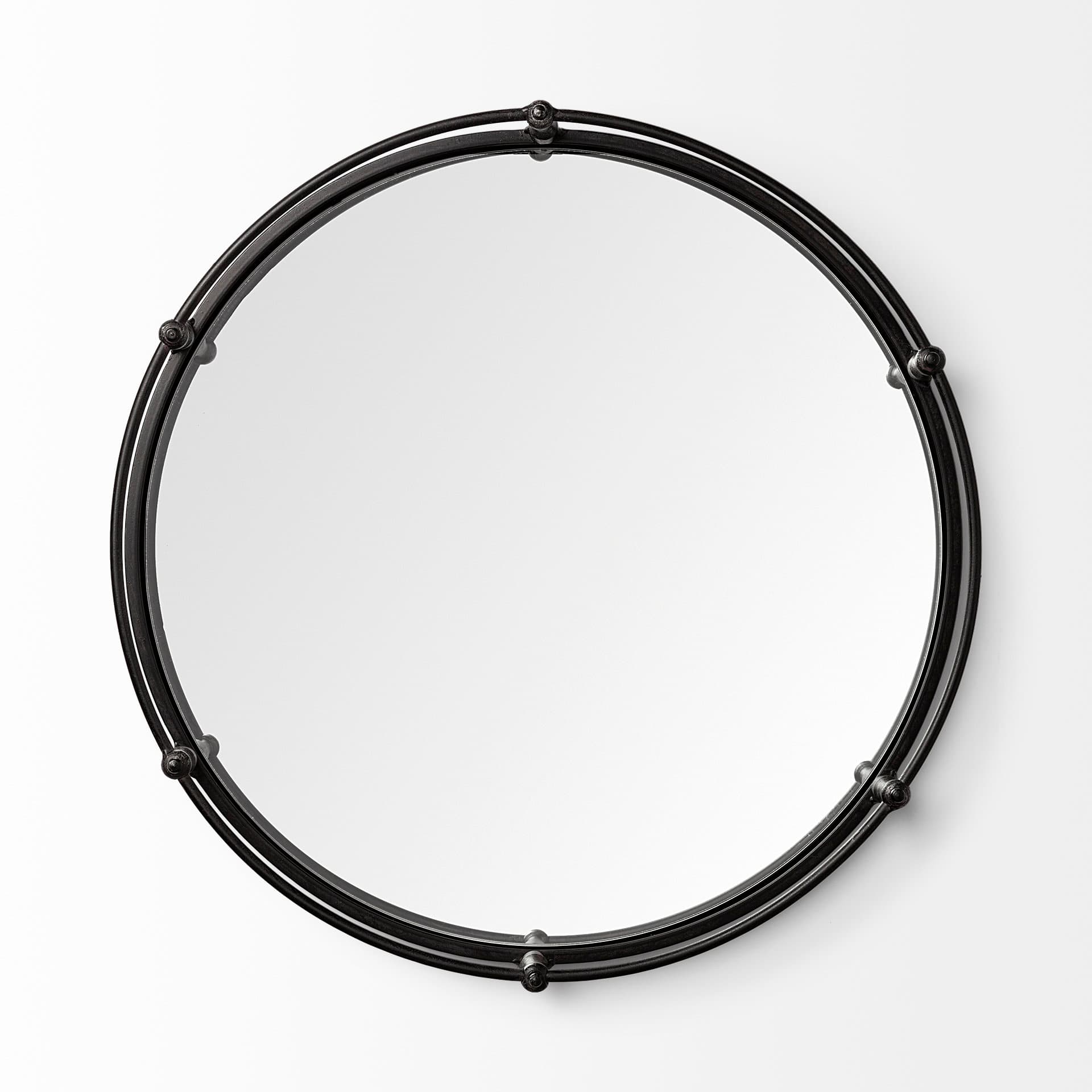Kimbel 24L x 24W Black Metal Mirrored Base Round Tray — product photograph