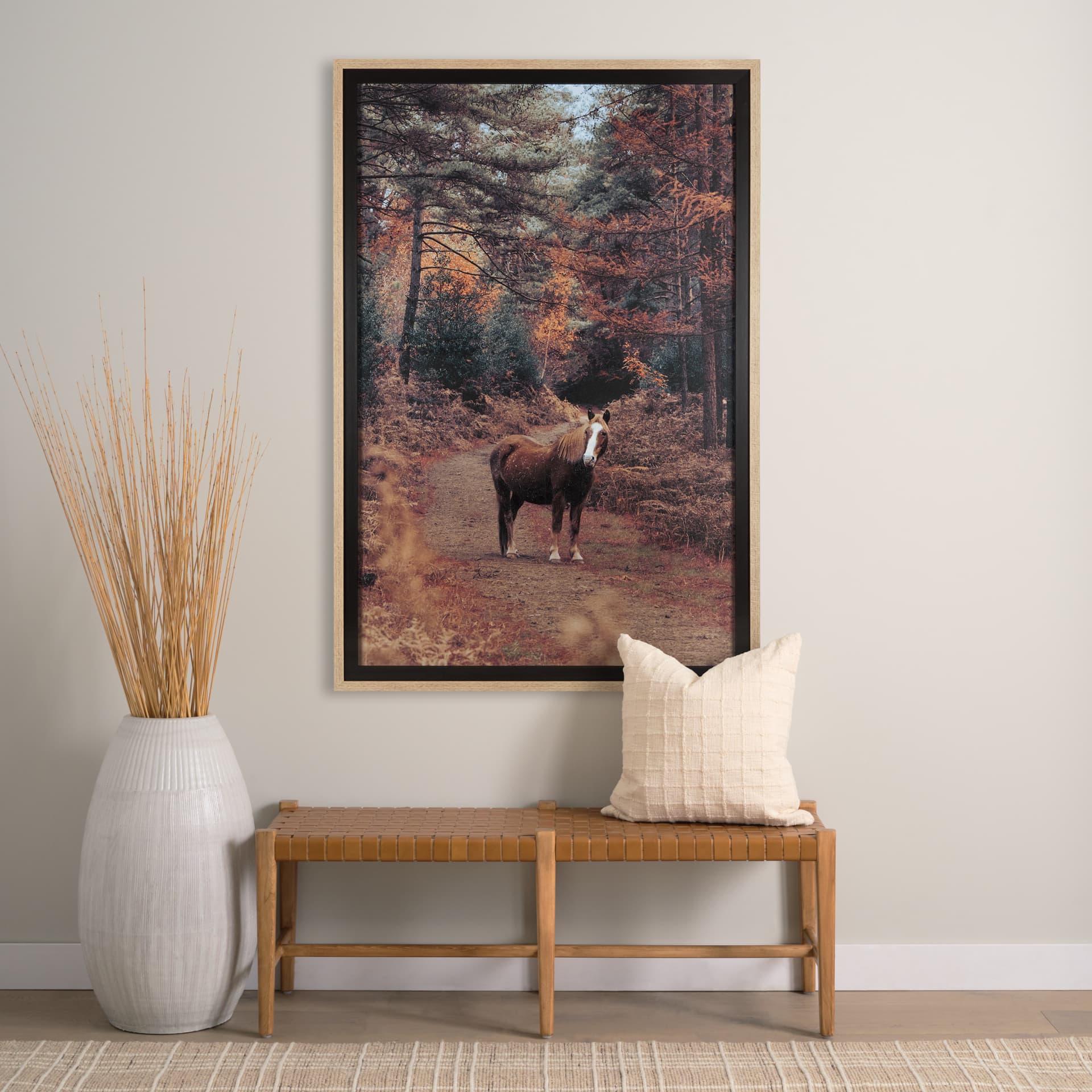 Forest Crossing by Mercana Studio a Hand Embellished Textured Framed Photo Art Print Matted under Gl — in a styled room