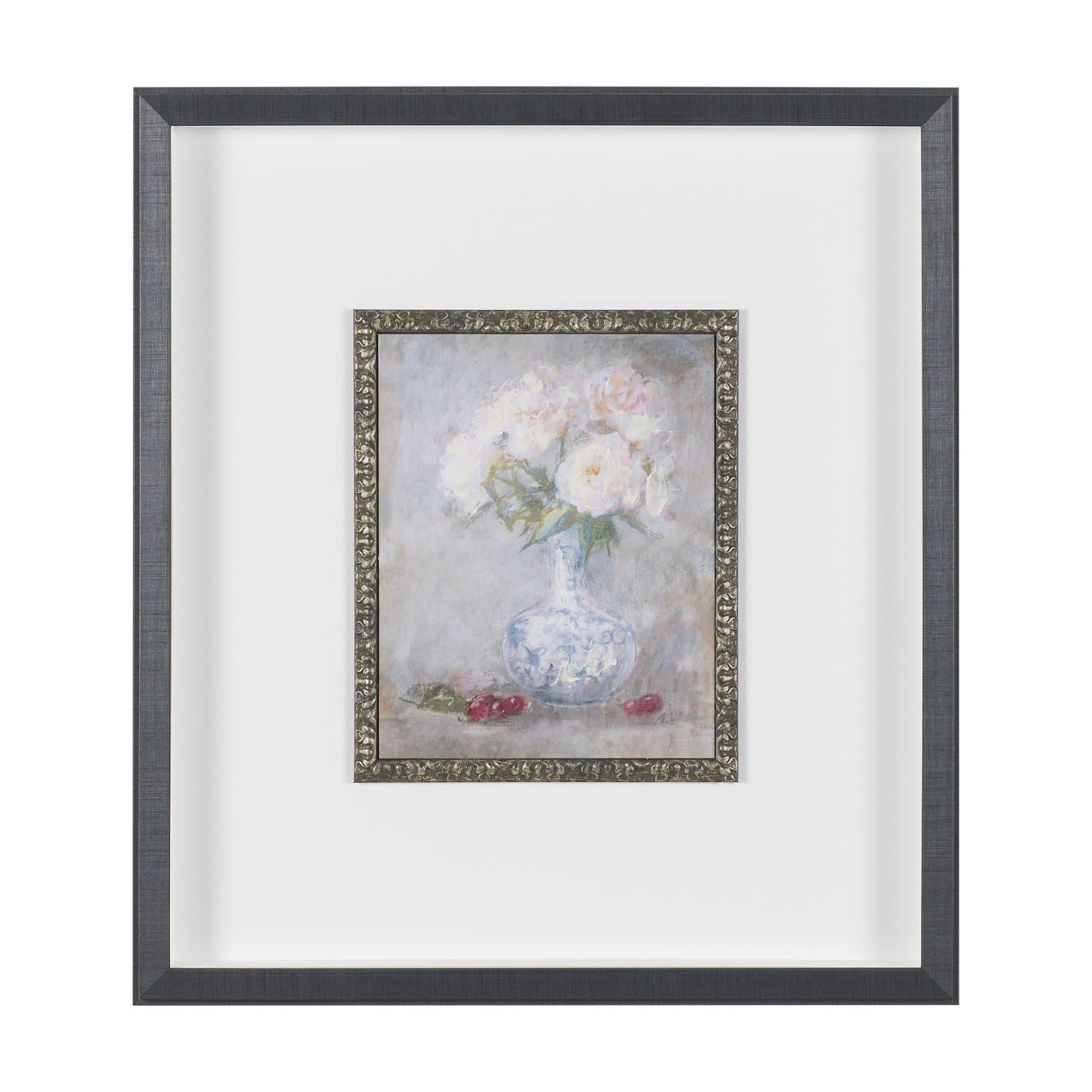 Dynasty Bloom II by Mercana Studio Hand-Embellished Textured Framed Artwork Matted under Glass — product photograph