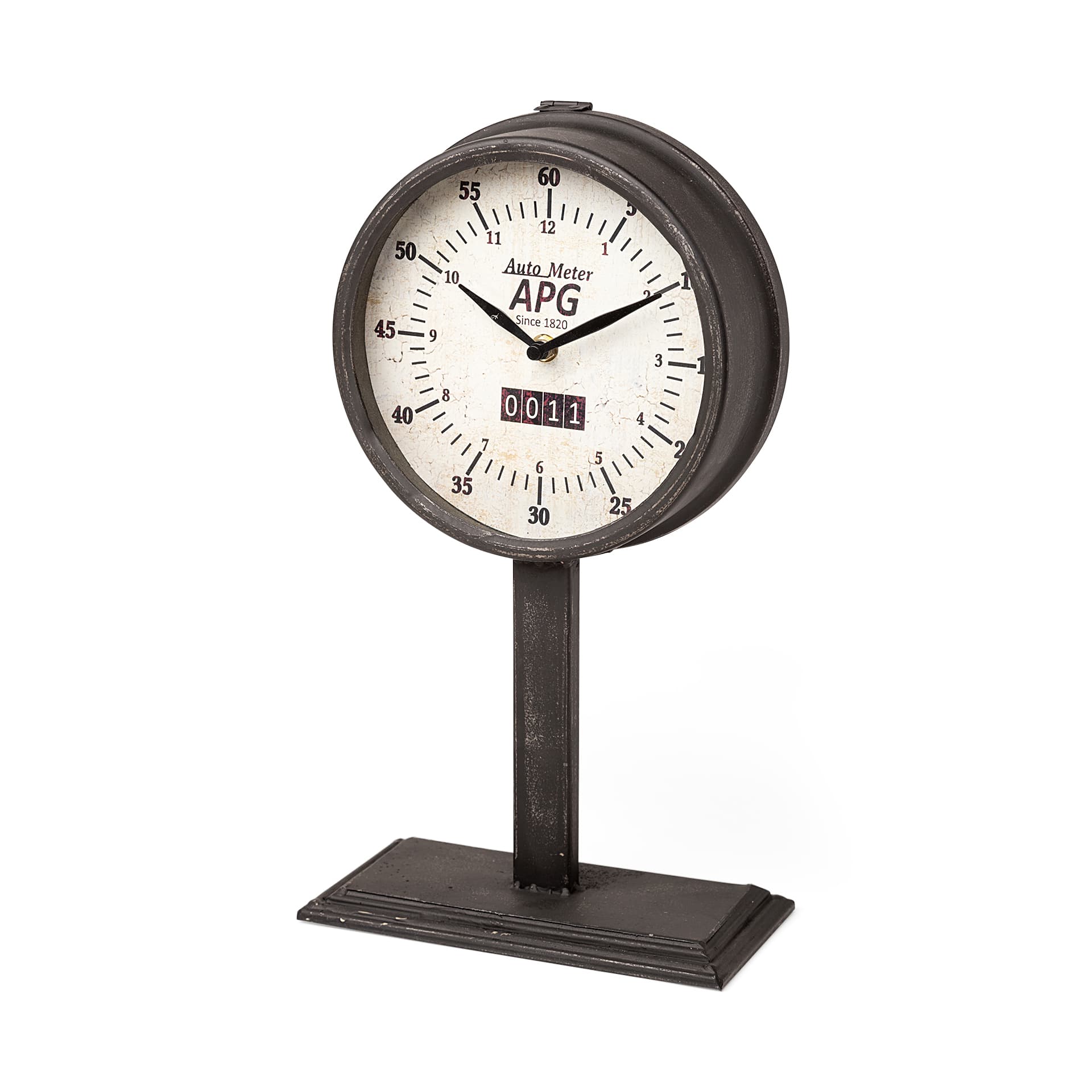 Attalack II Black Metal Round Face Table Clock — product photograph
