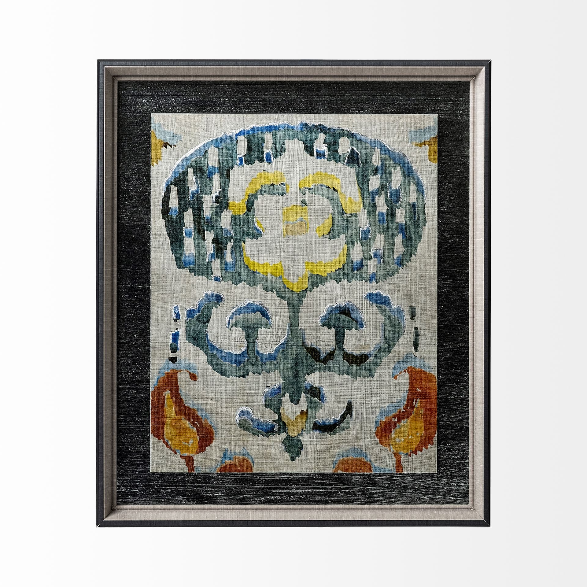 Bohemian Ikat I by Chariklia Zarris a Hand Embellished Textured Framed Art Print Matted under Glass — product photograph