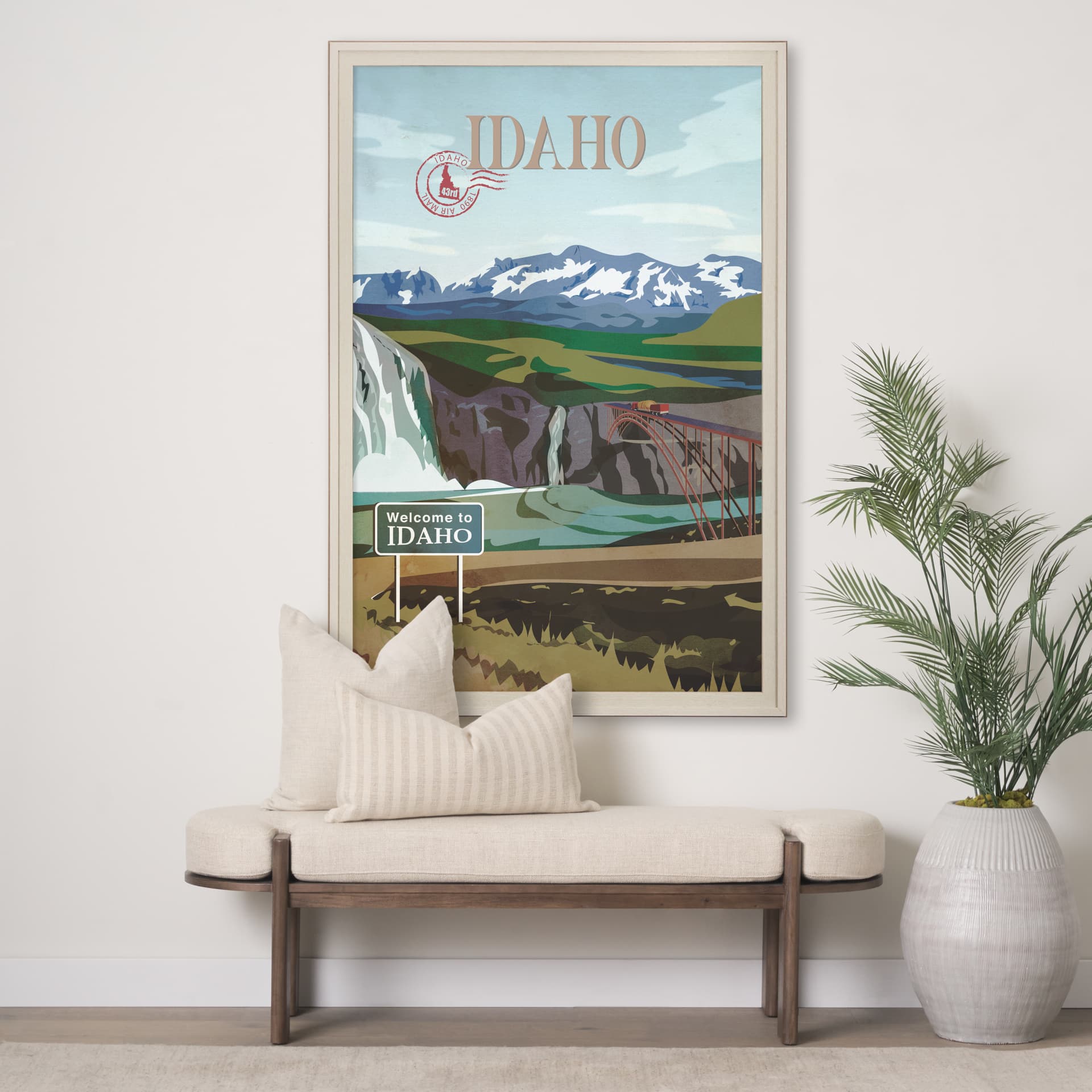 Idaho Go USA (XL) by Mercana Studio a Hand Embelished Decograph Framed Art Print under Glass — in a styled room