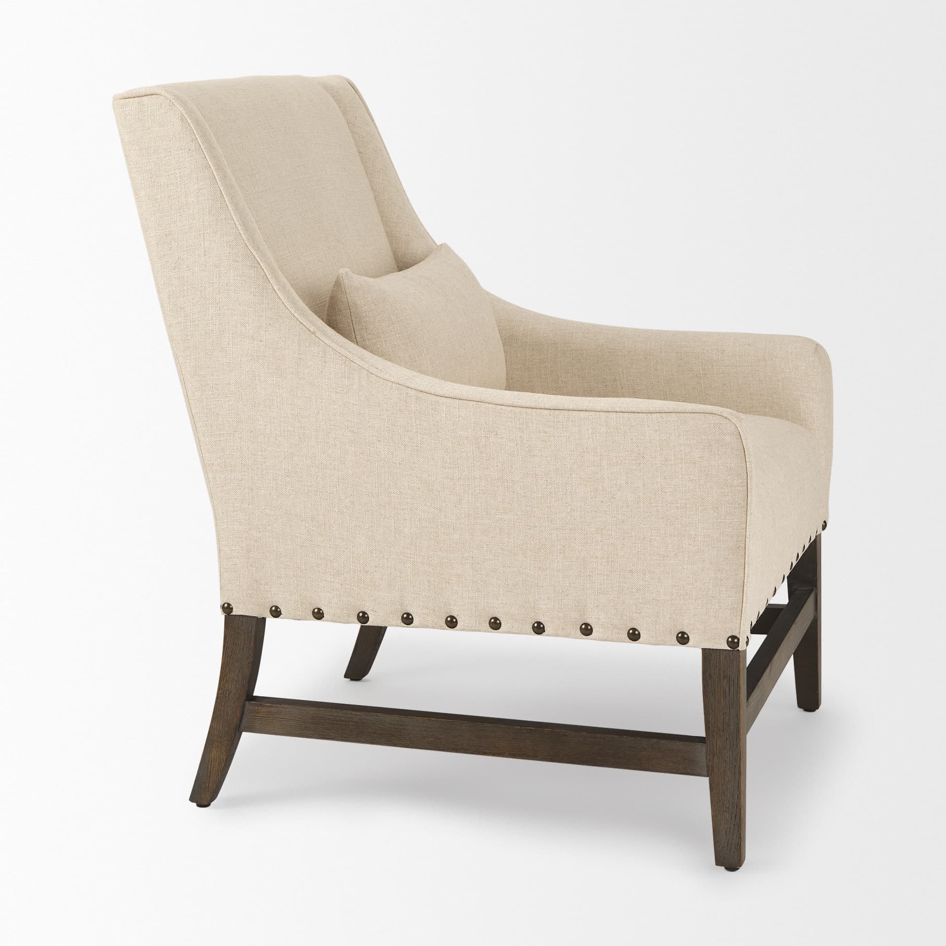 Kensington Cream Linen Fabric and Wood Accent Chair — product photograph