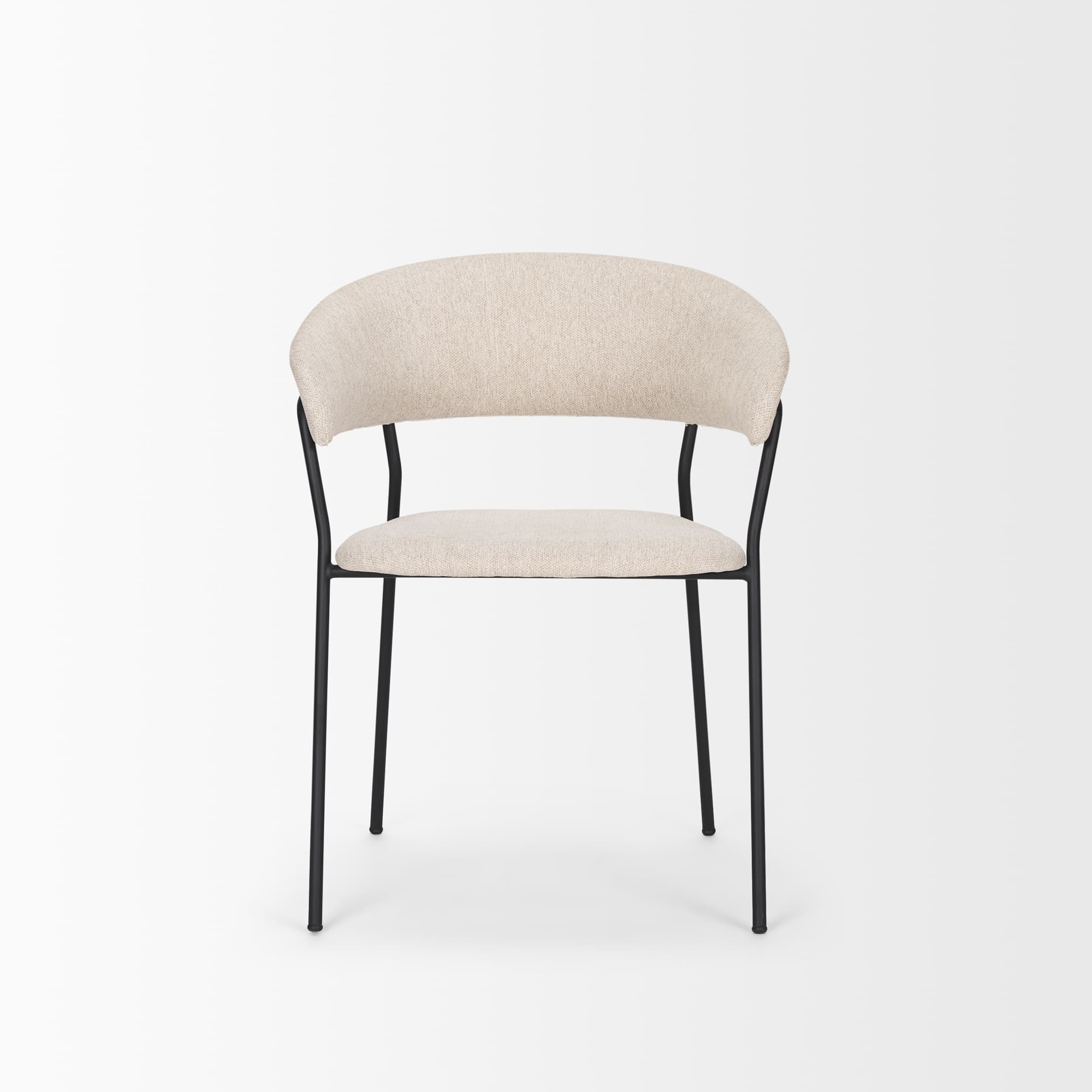 Carolyn Contoured Back Dining Side Chair | Oatmeal Fabric w/ Metal — product photograph