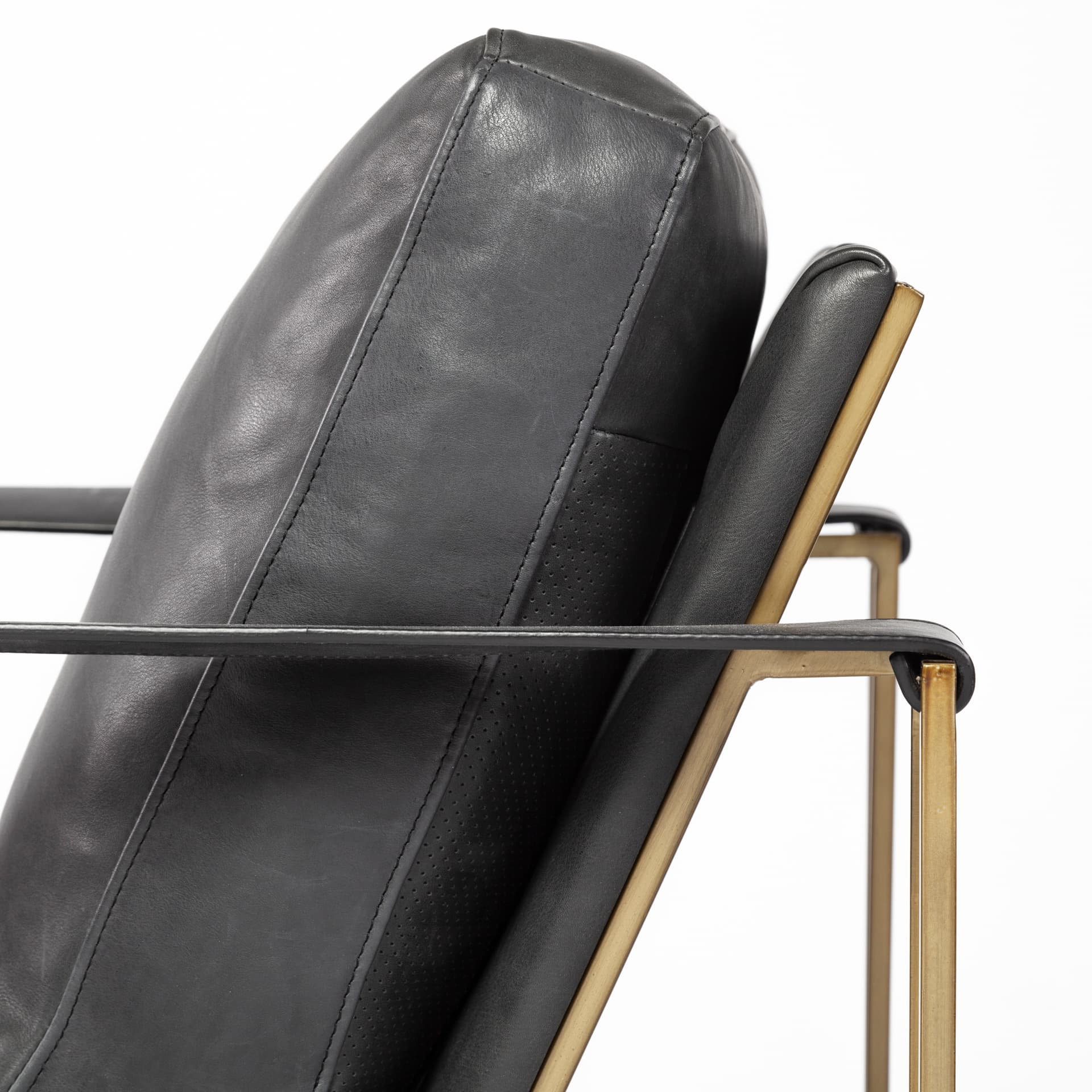 Watson Black Leather Wrap Gold Metal Frame Accent Chair — product photograph