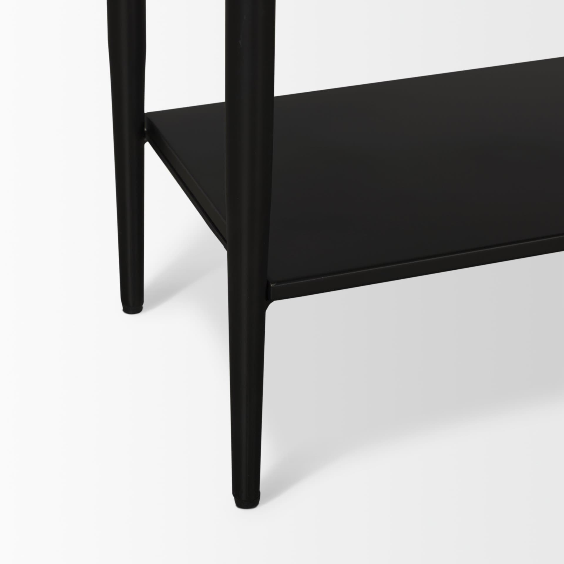 Amika White Marble Top Black Metal Base Console Table — product photograph