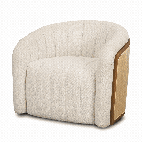 Fonda Cream Fabric w/ Natural Jute Swivel Accent Chair — product photograph