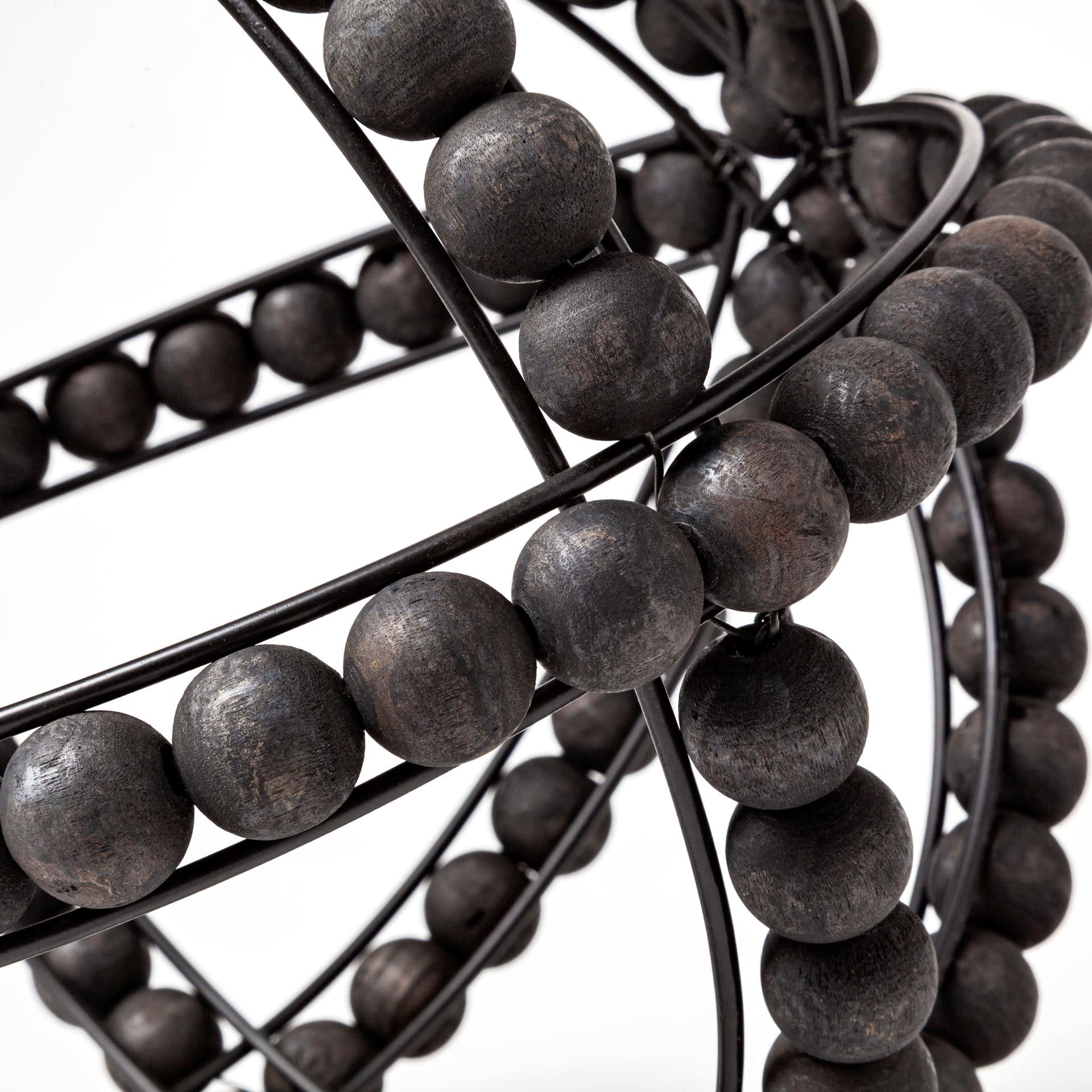Earnhardt II Large 11L x 11W Black Wooden Beaded Orb — product photograph