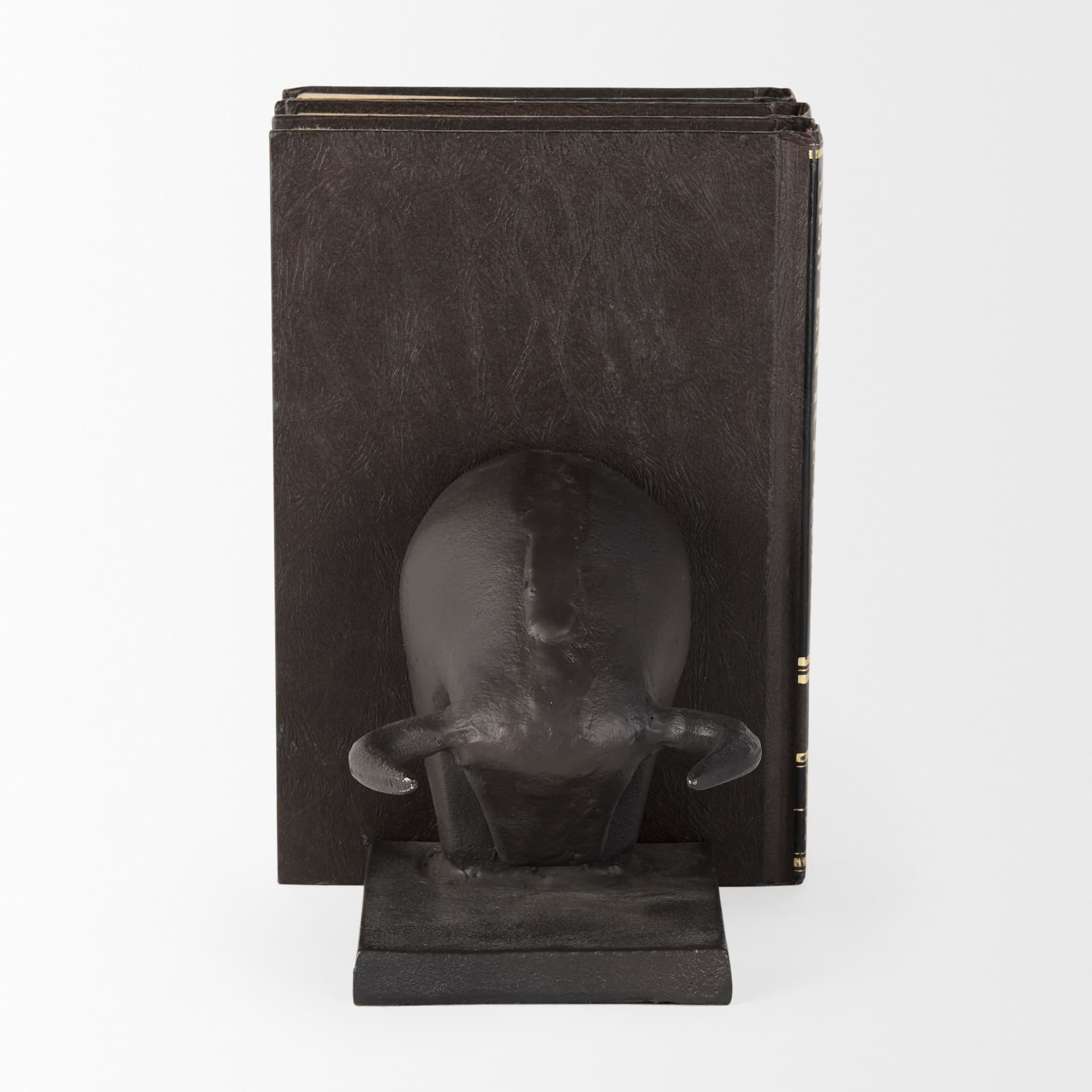 Tauro III (Set of 2) 10L x 5W Black Cast Aluminum Raging Bull Bookends — product photograph