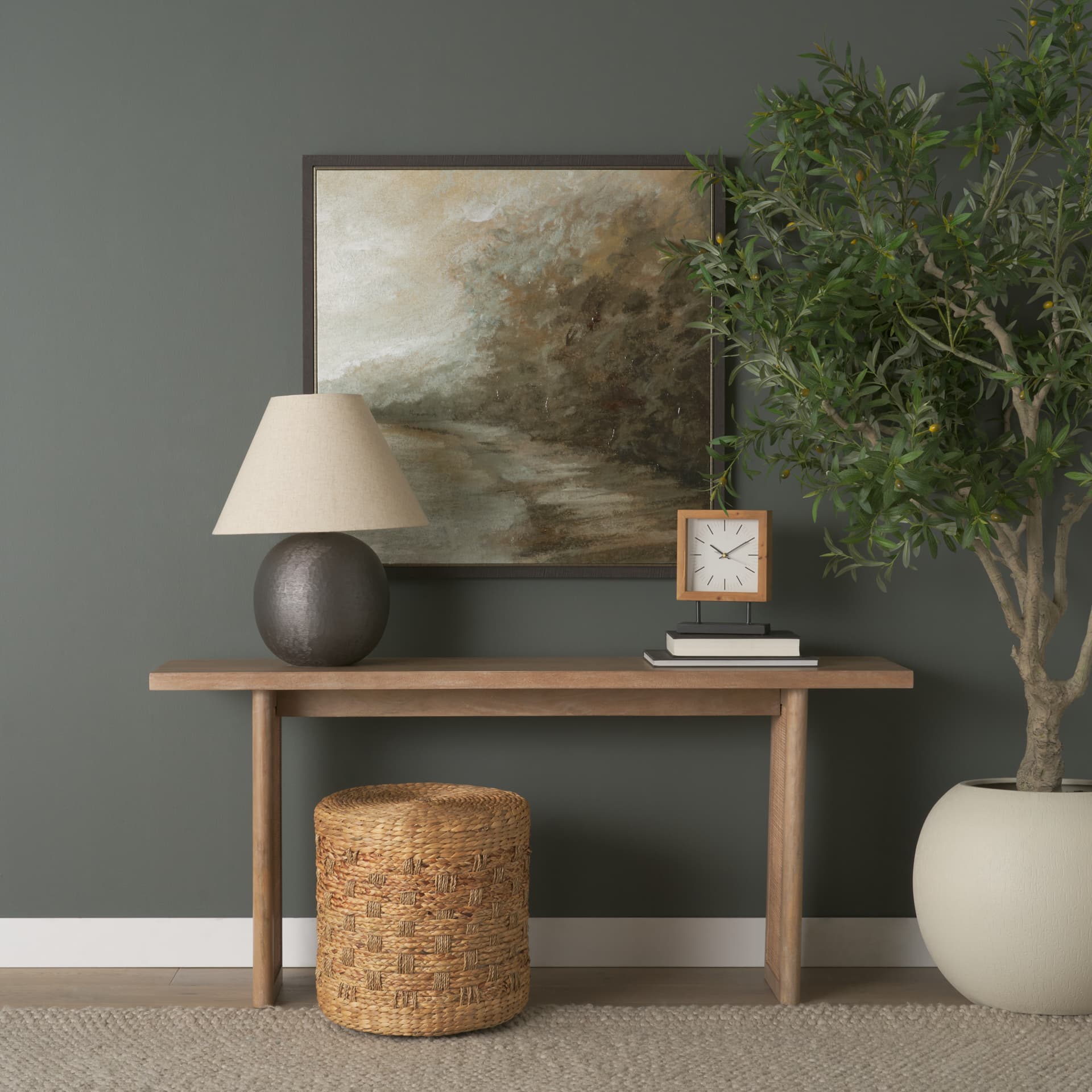 Michelle 17.7L x 17.7W x 17.7H Light Brown Woven Seagrass Round Pouf — product photograph