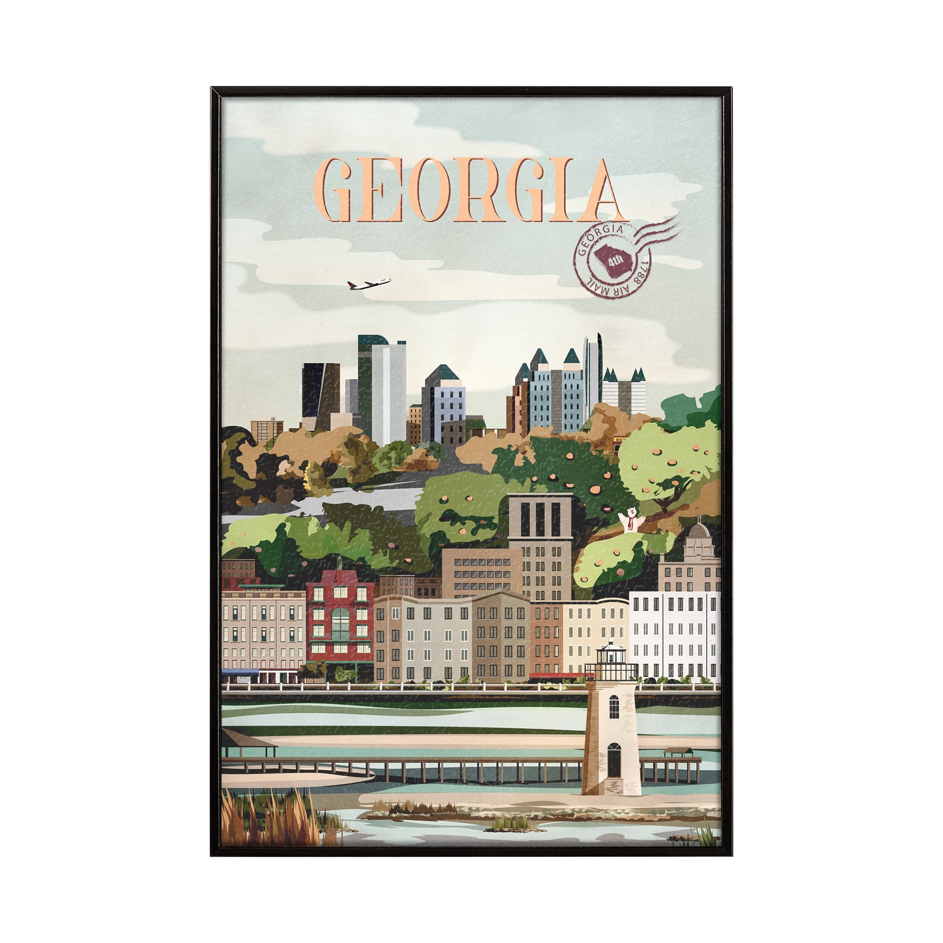 Georgia Go USA (SM) by Mercana Studio a Hand Embellished Decograph Framed Art Print — product photograph