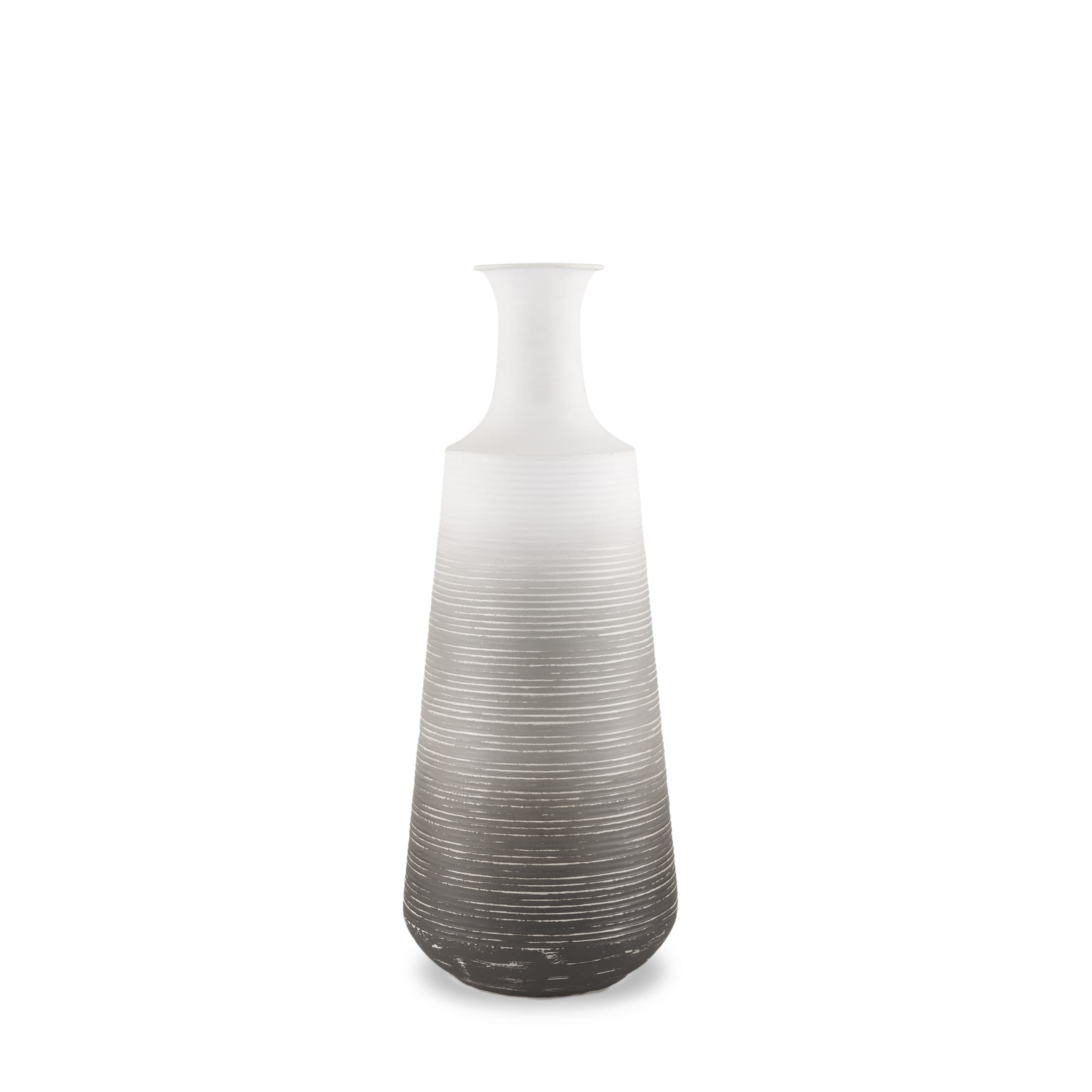 Toru Medium White w/ Grey Ombre Metal Vase — product photograph