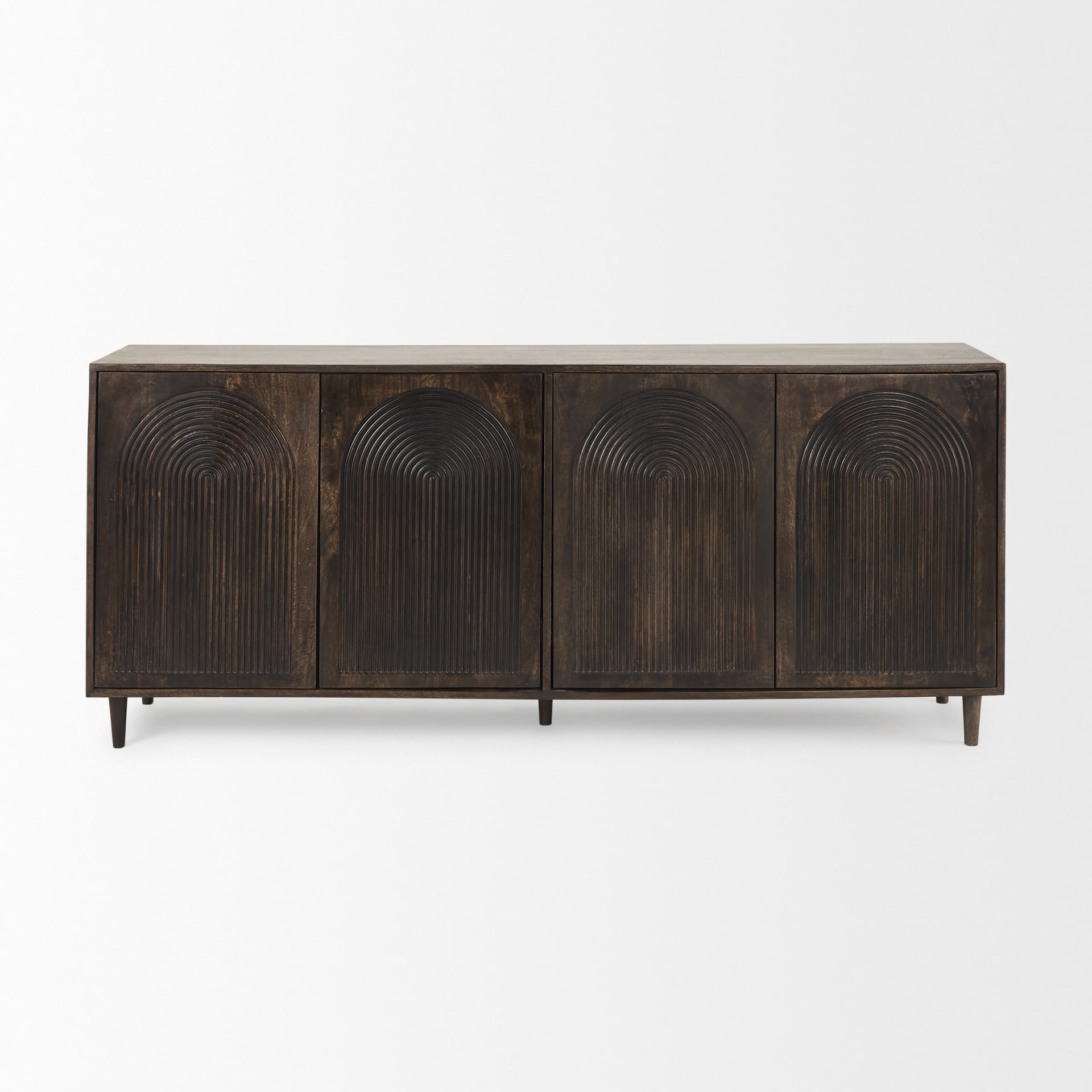 Tucker Dark Brown w/ Carved Arch Pattern 4 Door Sideboard — product photograph