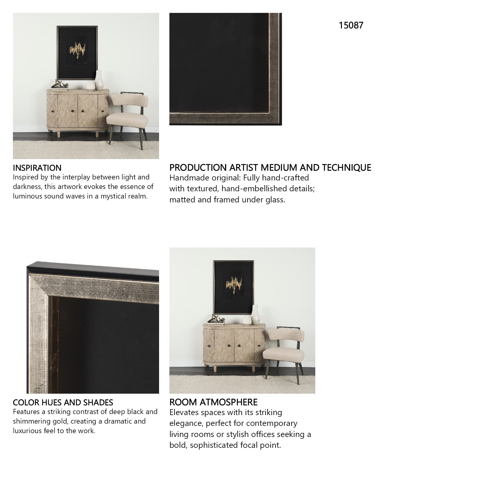 Struck by Studio M a handmade Original Framed 3D Textured Artwork under Glass — in a styled room
