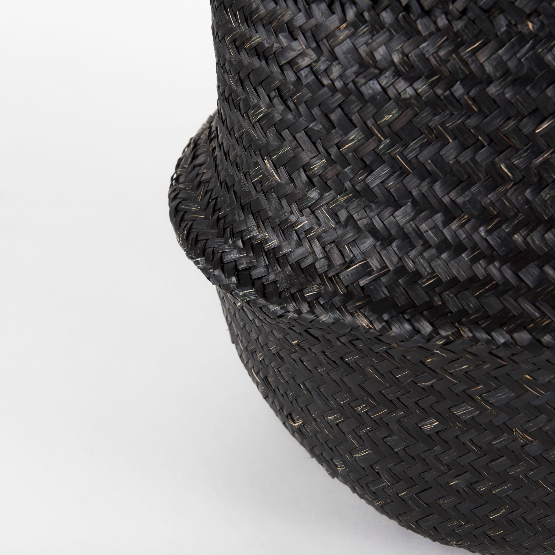 Ella (Set of 3) Black Seagrass Basket W/ Light Brown Handles — product photograph