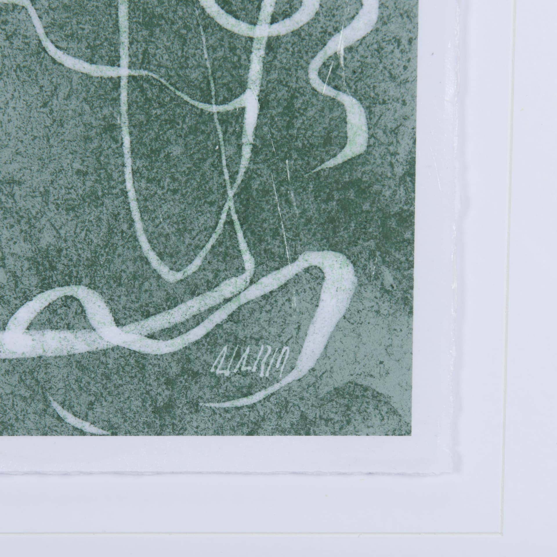 Thread Green III by Mercana Studio a Hand Embellished Textured Framed Art Print Matted under Glass — product photograph