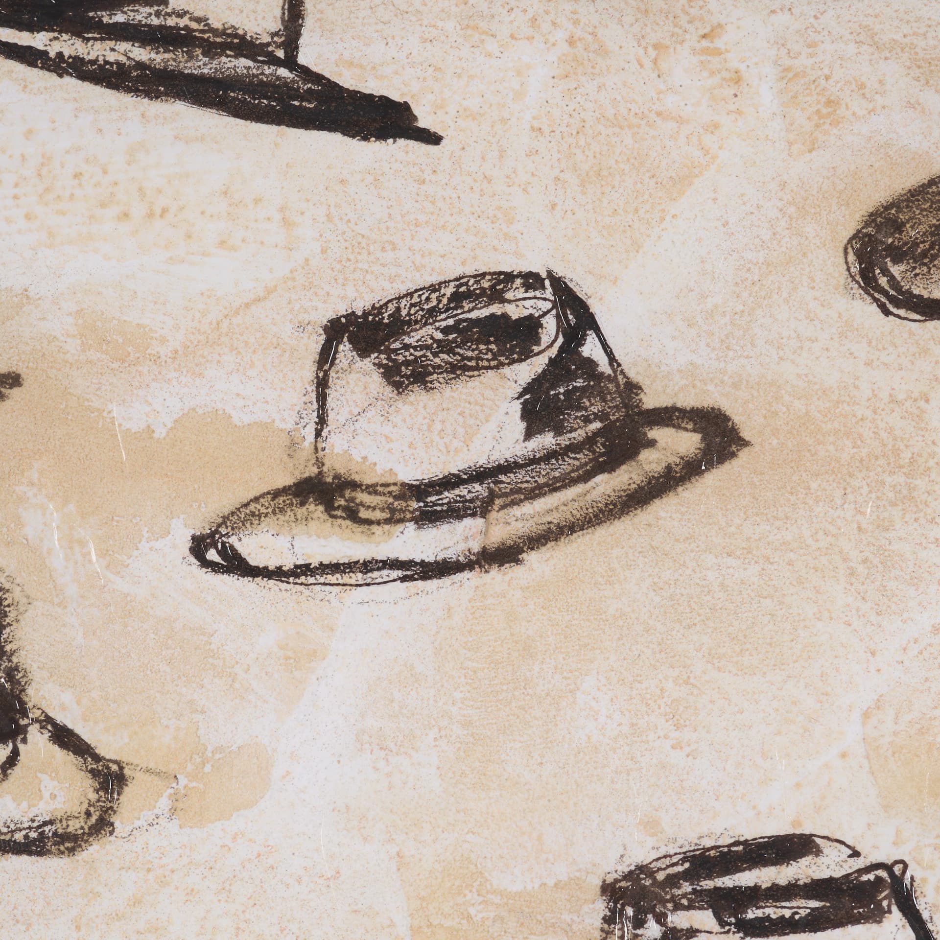 "Hat Trick" by Mercana Studio Hand-Embellished Textured Framed Artwork Matted under Glass — product photograph