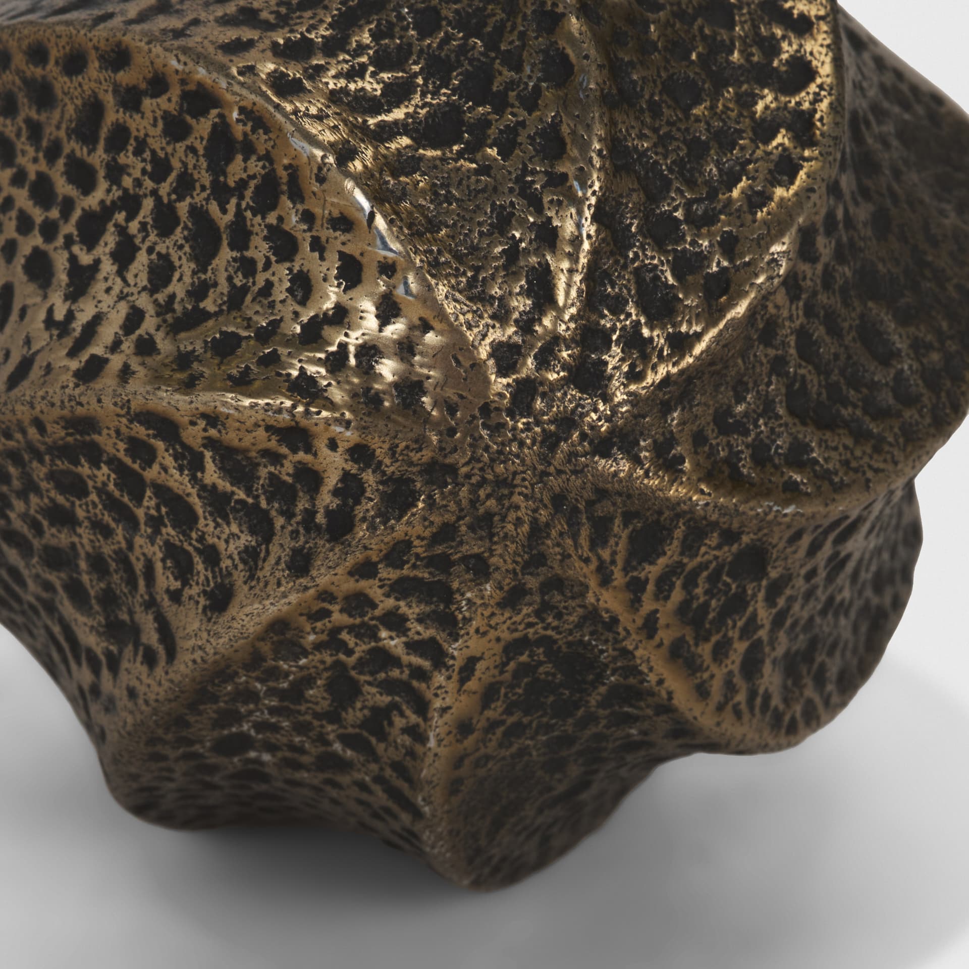 Imani Large Sculptural Textured Antiqued Gold Metal Decorative Orb Object — product photograph