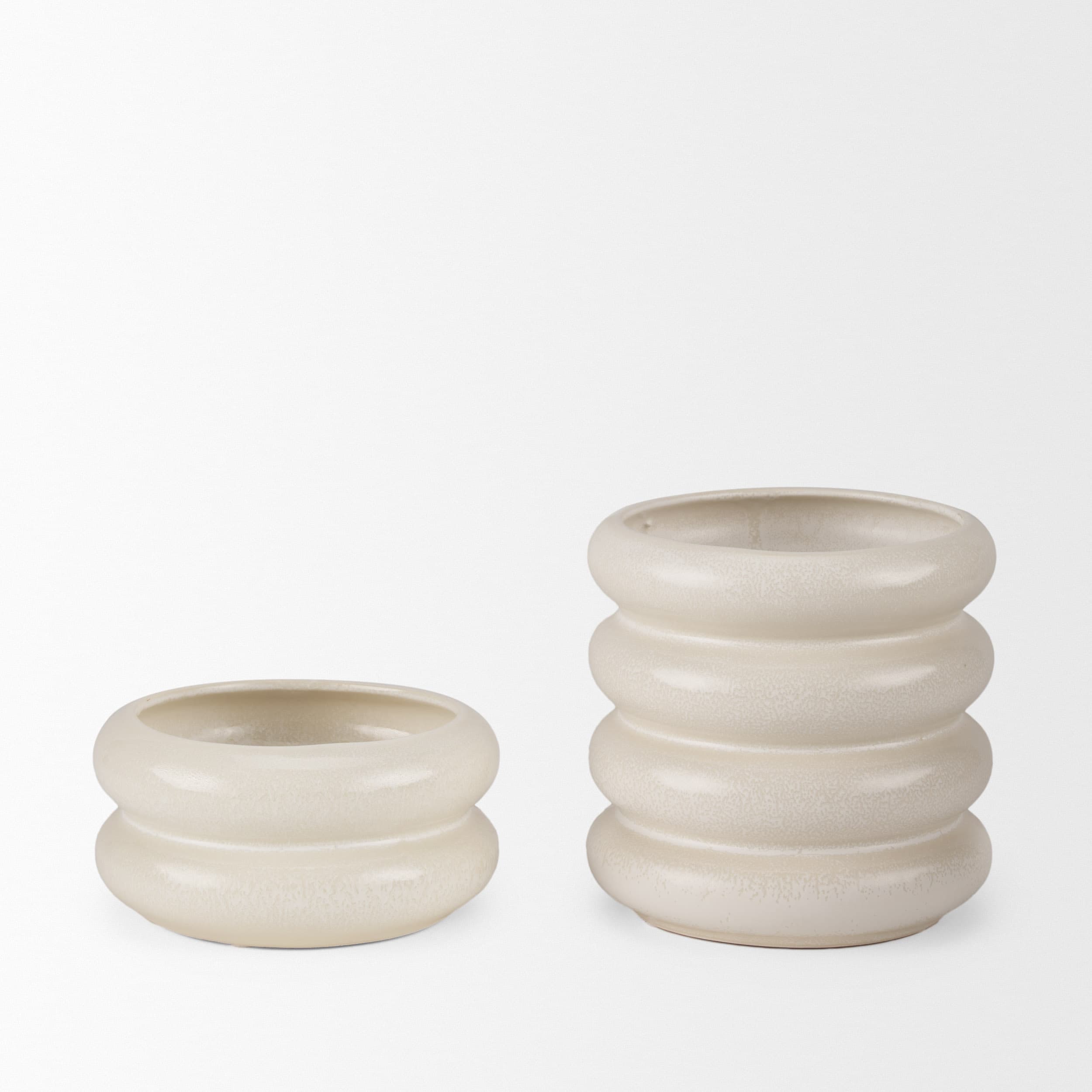 Twyla Tall Cream Glazed Ring Pot — product photograph