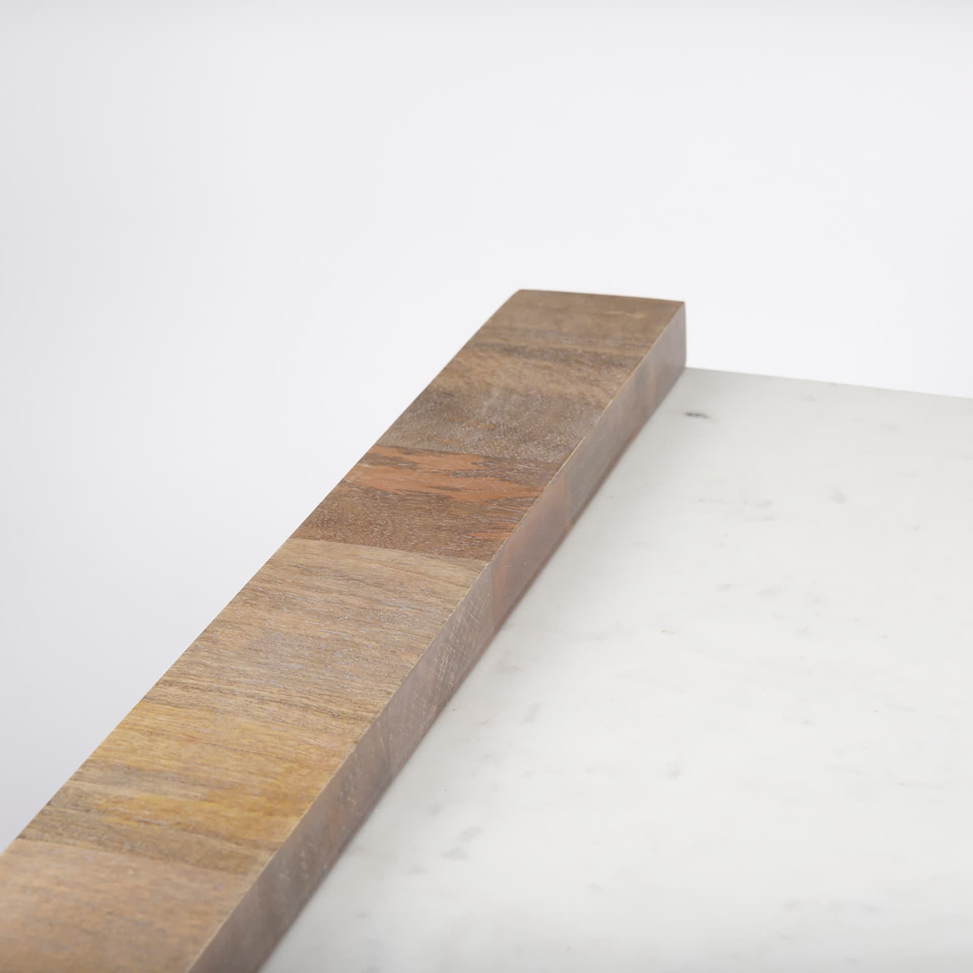 Athens 48.0L x 28.0W x 16.0H Light Brown Wood and White Marble Coffee Table — product photograph