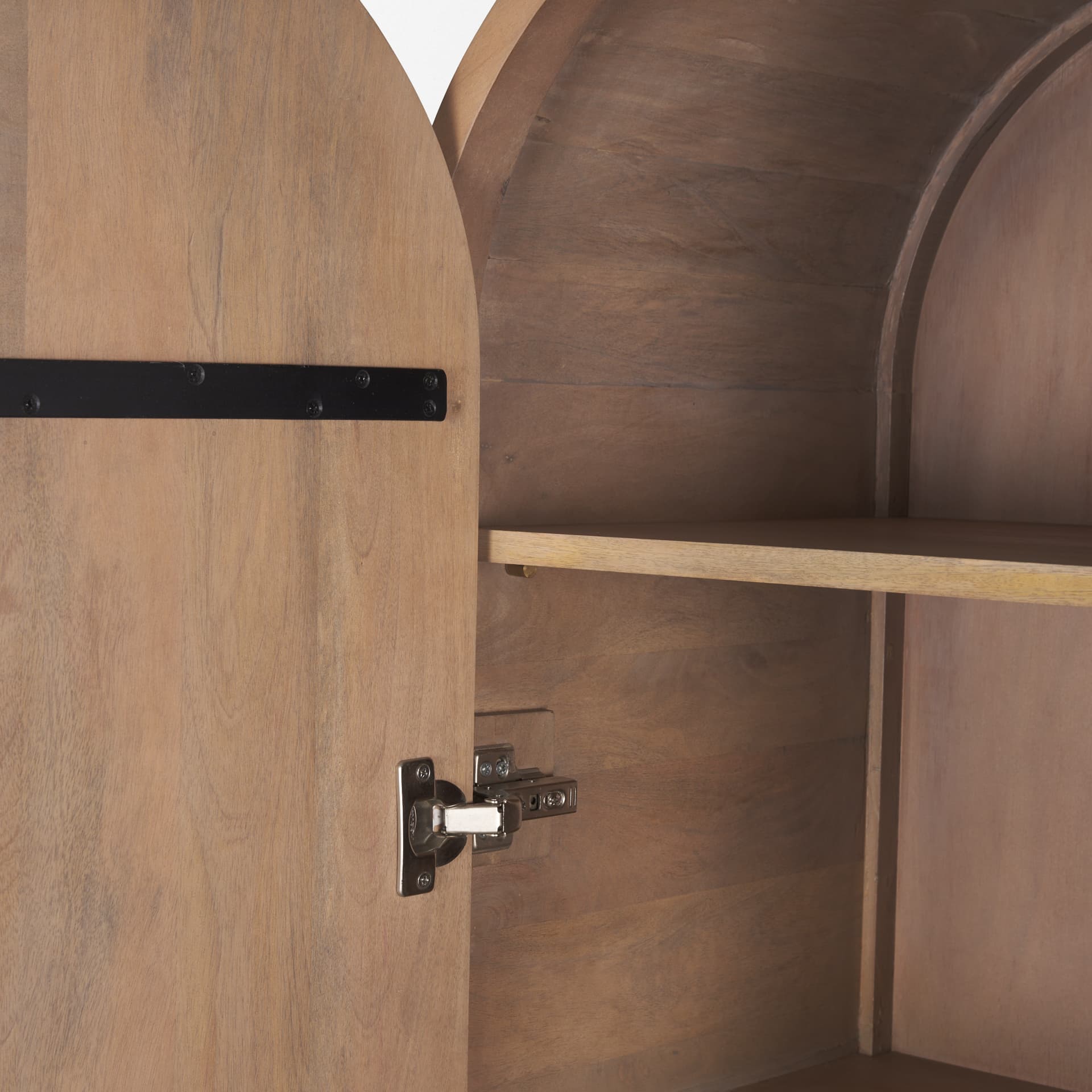 Sorina Reverse Fluted Light Brown Wood Curio Cabinet — product photograph