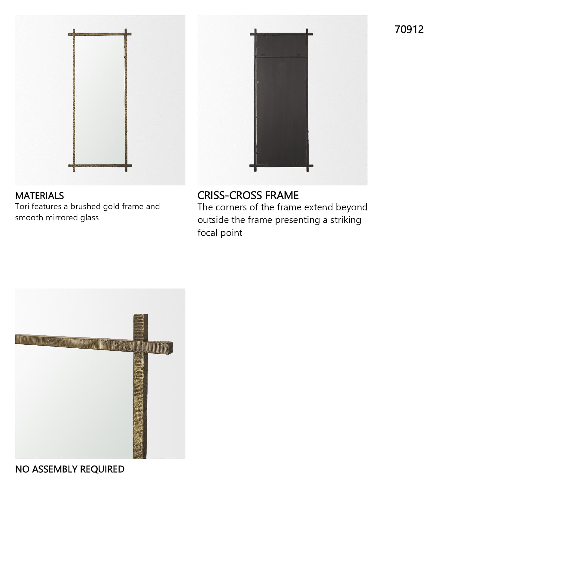 Tori Textured Gold Metal Cross Frame Wall Mirror — in a styled room