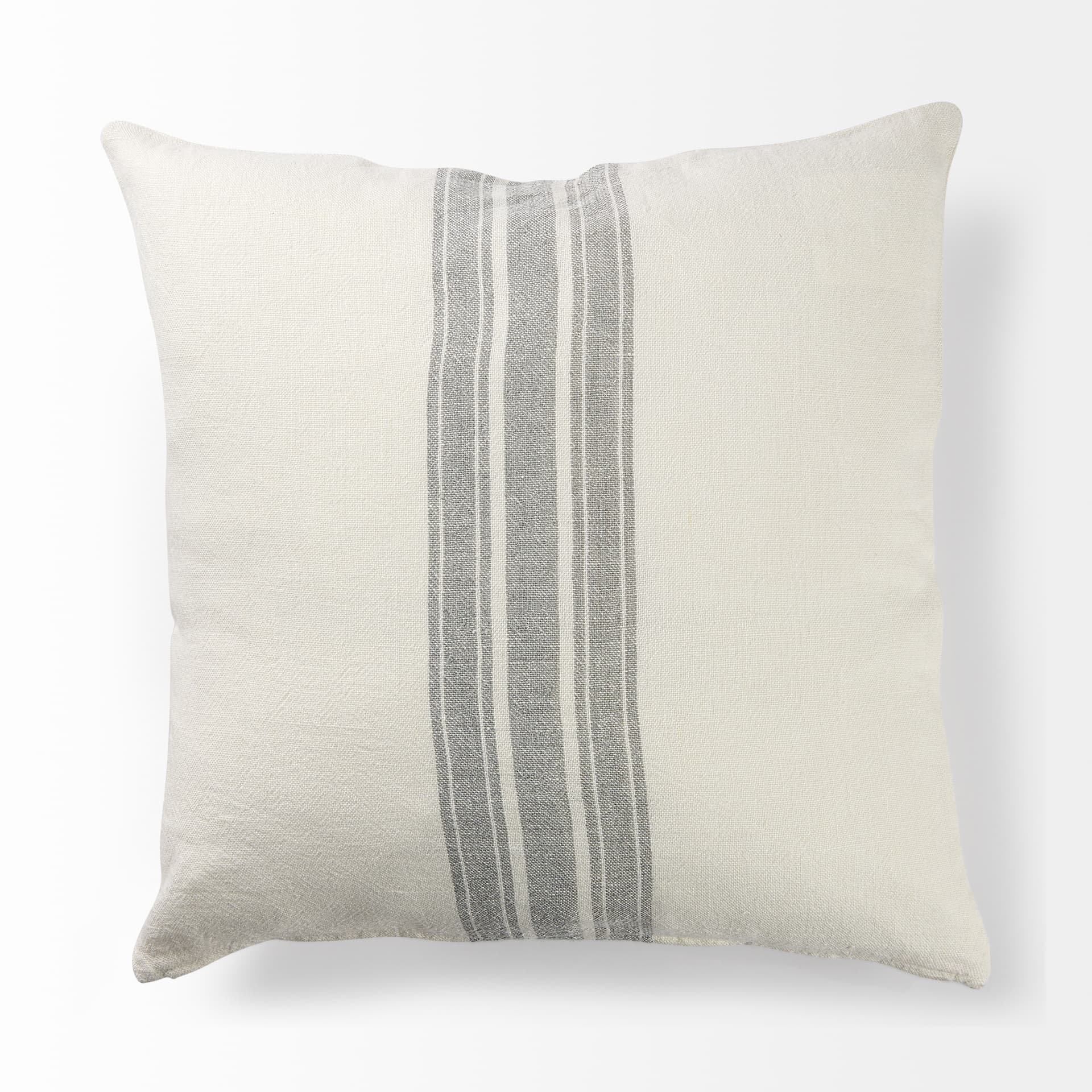 Patrice 22x22 Cream With Gray Stripes Pillow Cover w/Filler — product photograph