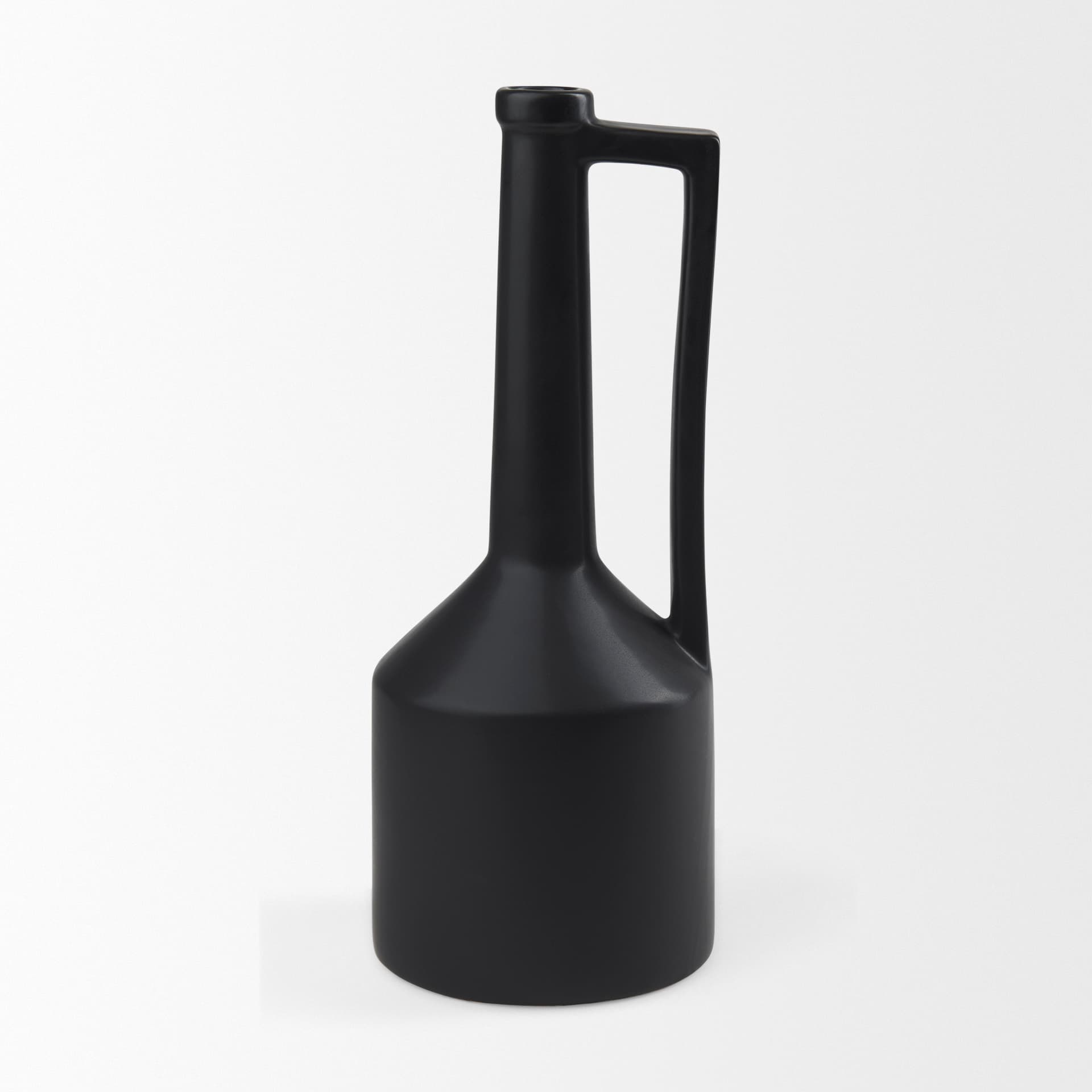 Burton 17.1H Large Matte Black Ceramic Jug Vase — product photograph
