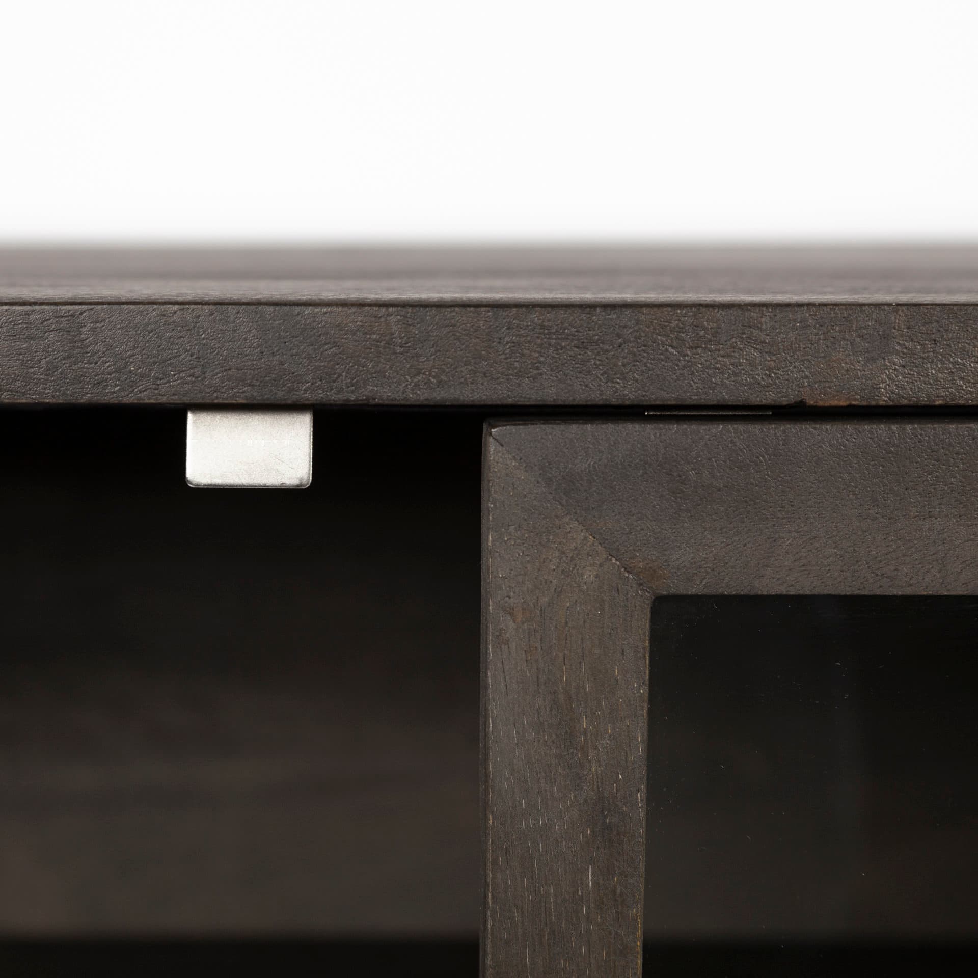 Arelius 70L x 18.75W x 32H Black-Brown Wood, Black Metal Base w/ 4 Glass Cabinet Doors Sideboard — product photograph