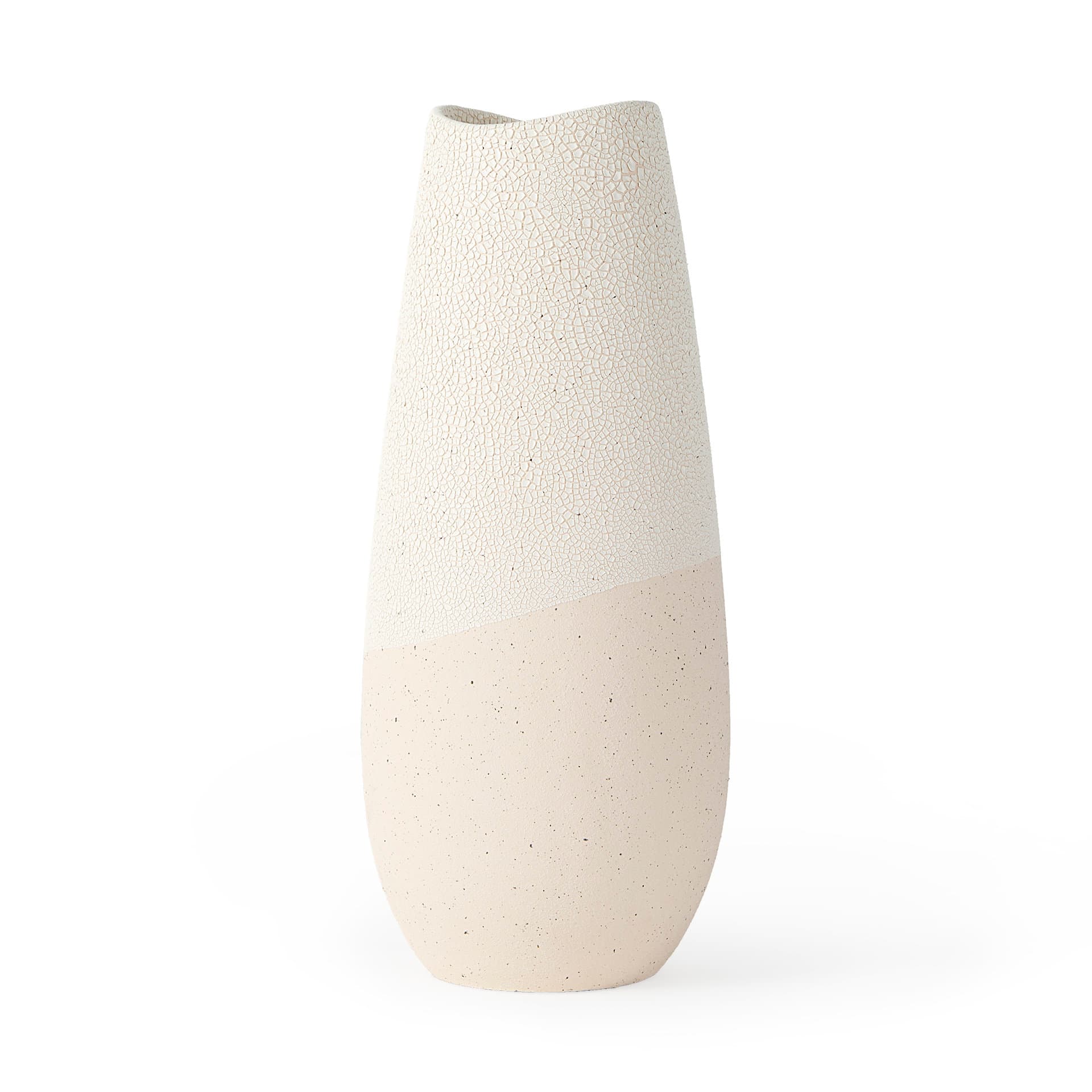 Salar 5.9L x 5.9W x 14.0H Cream Conical Crackled Ceramic Vase — product photograph