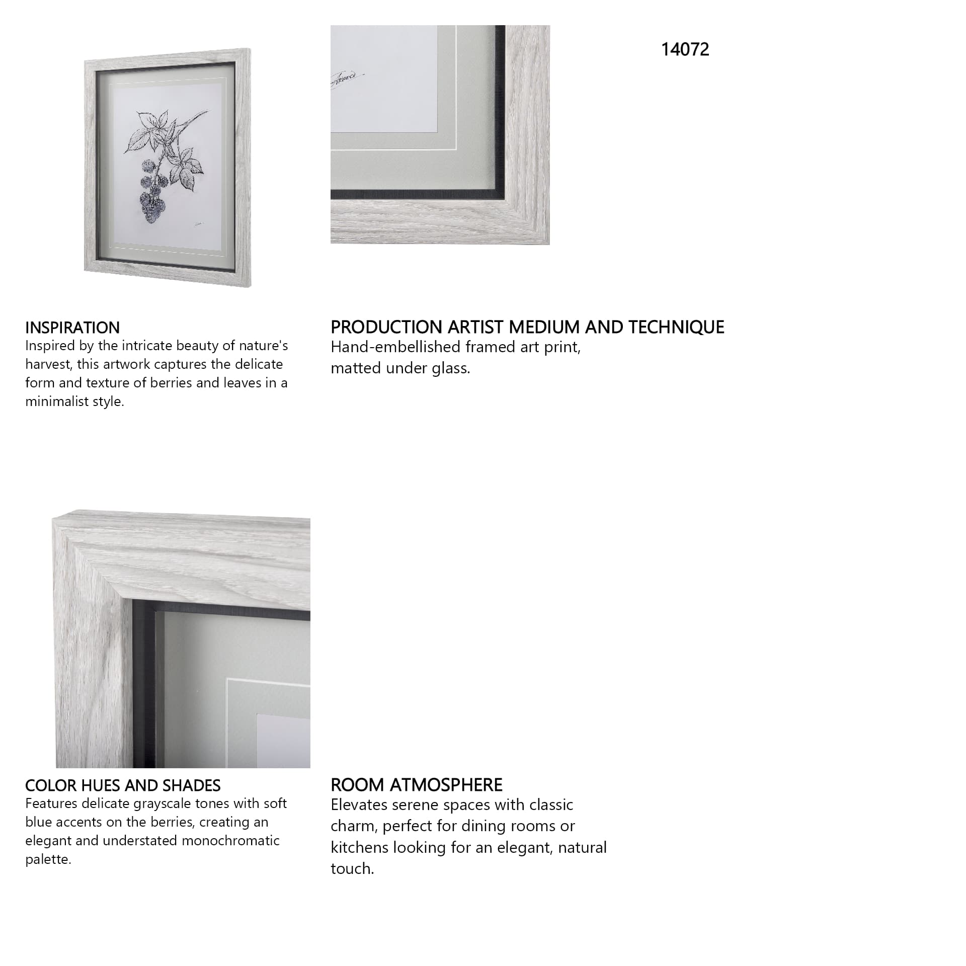 WildBerry Collection Blackberry Mercana Studio Hand Embellished Framed Art Print Matted under Glass — in a styled room