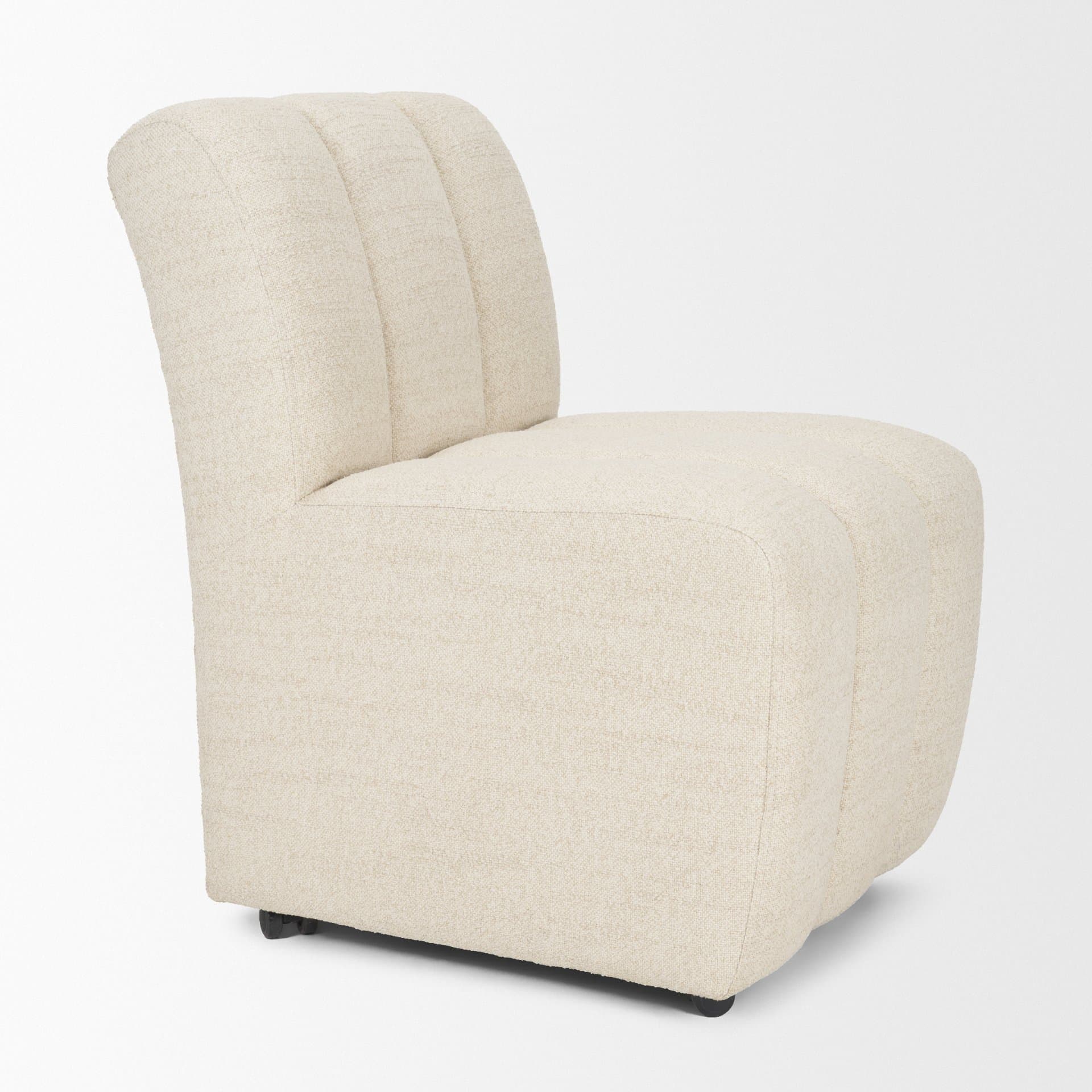 Wilkins Barrel Back Dining Arm Chair | Beige Fabric w/ Wood — product photograph
