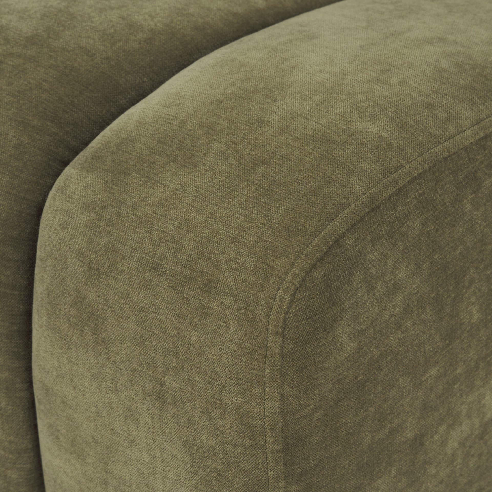 Wilkins Barrel Back Dining Arm Chair | Moss Olive Fabric w/ Wood — product photograph