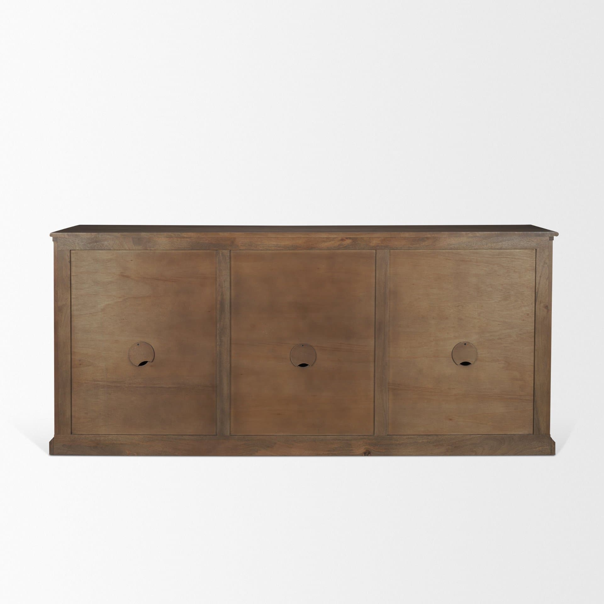 Baron Dark Brown Solid Wood w/ Antiqued Aged Brass Knobs 3-Drawer 6-Door Sideboard — product photograph