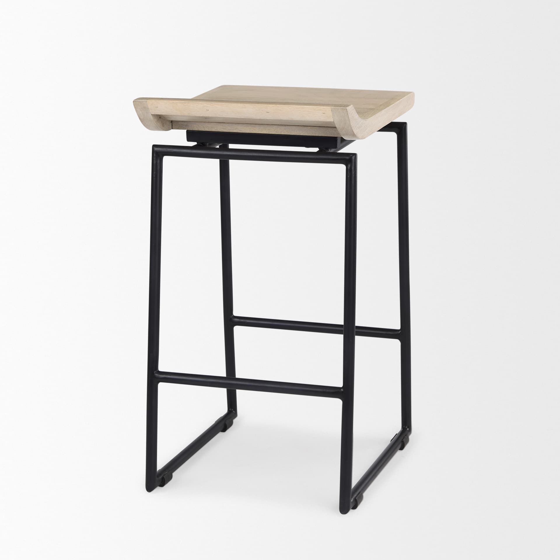 Givens Backless 26in Seat Counter Stool | Natural Wood w/ Black Metal — product photograph